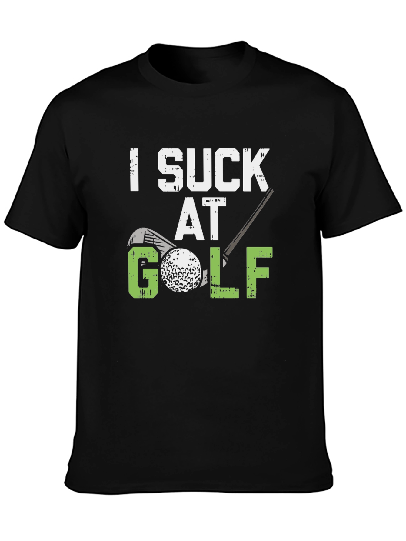 Black Funny Golf T-Shirt - I Suck At Golf Tee view 3
