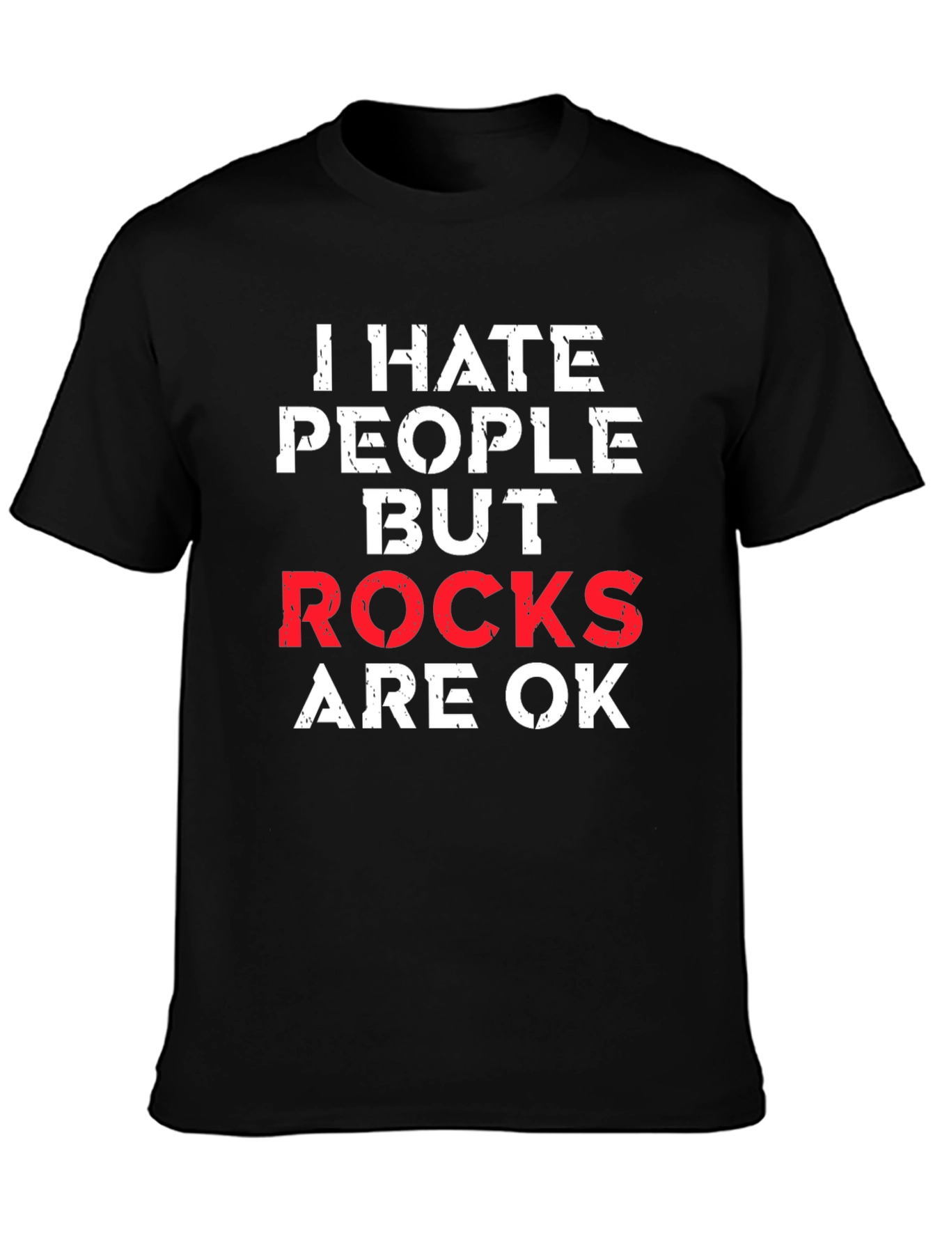 Black I Hate People But Rocks Are OK Graphic Tee view 3