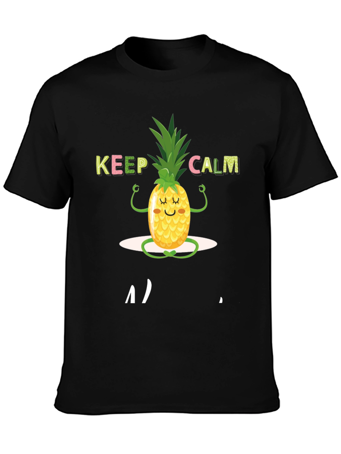 Black Keep Calm Pineapple T-Shirt view 3