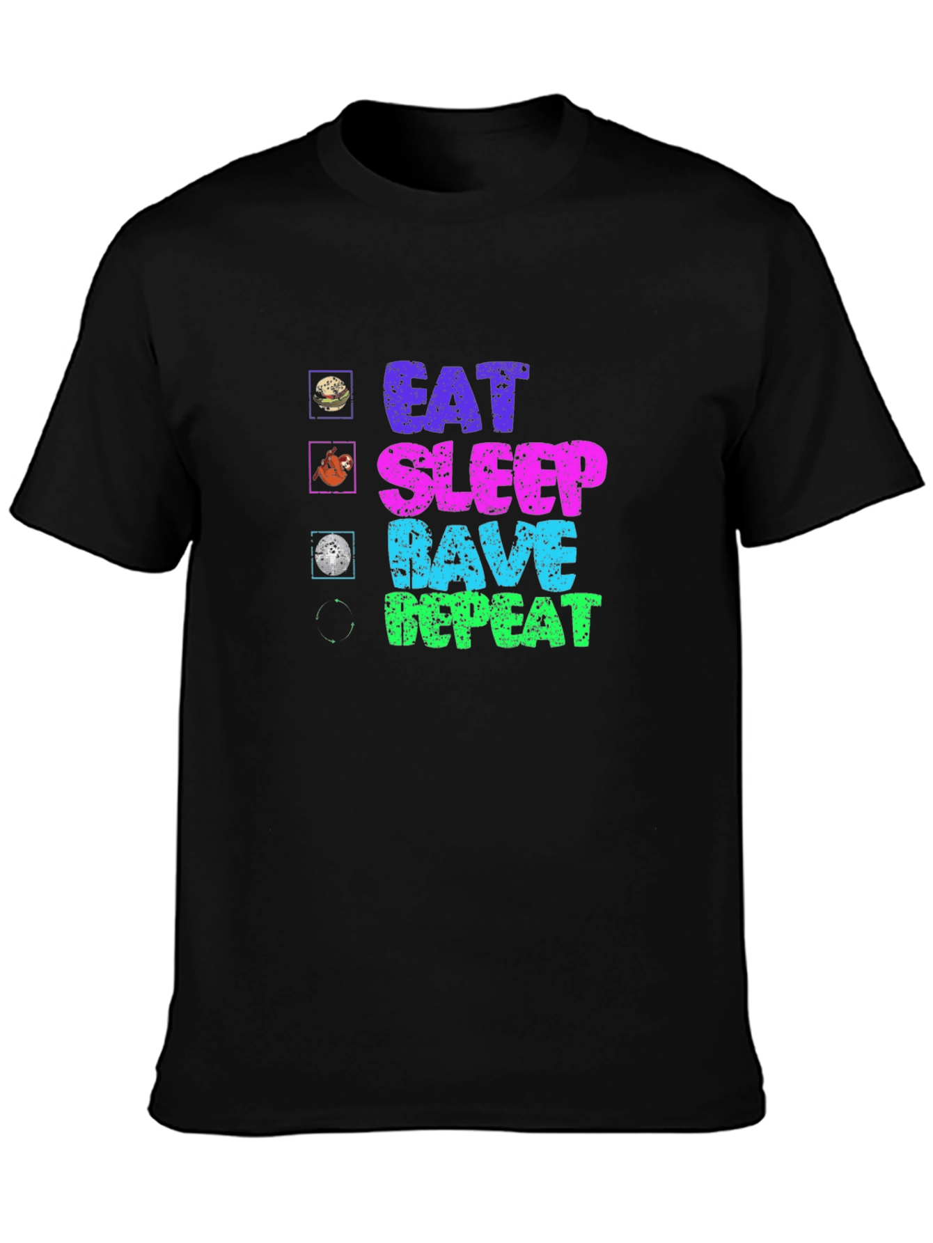Black Eat Sleep Rave Repeat Graphic Tee view 3