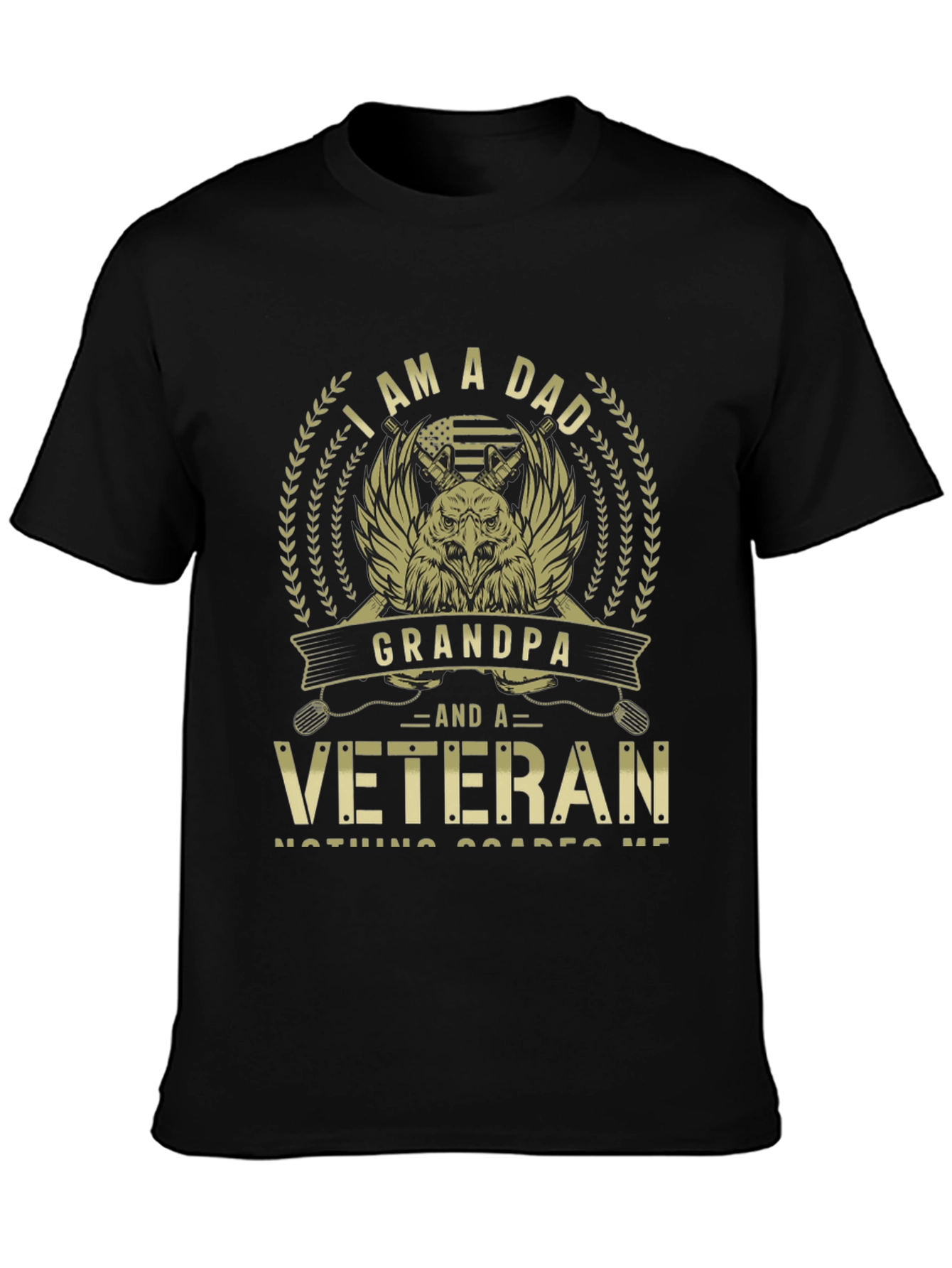 Black I am a Dad Grandpa Veteran T-Shirt view 3