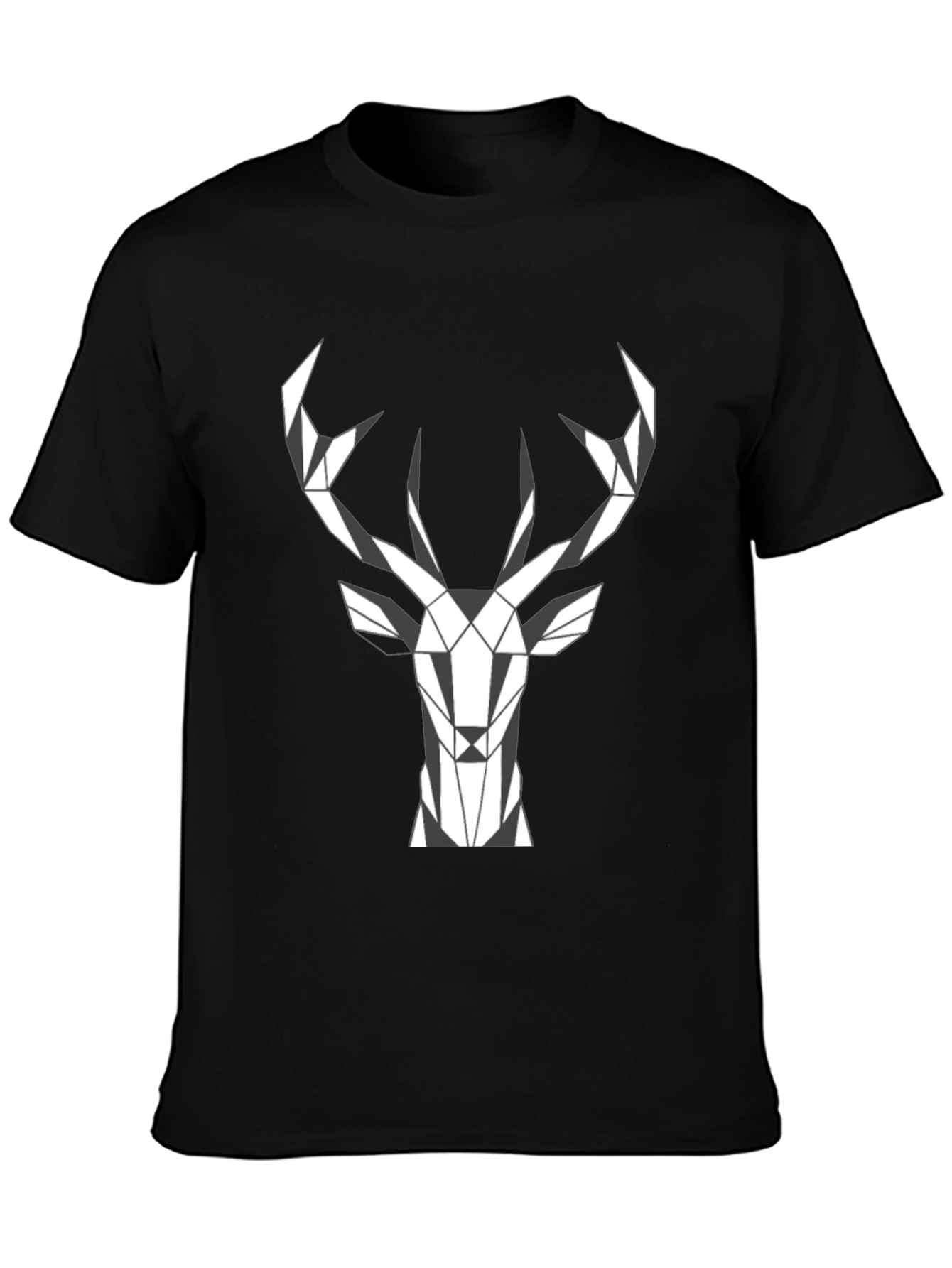 Black Geometric Deer Head Graphic Tee - Stylish Menswear view 3