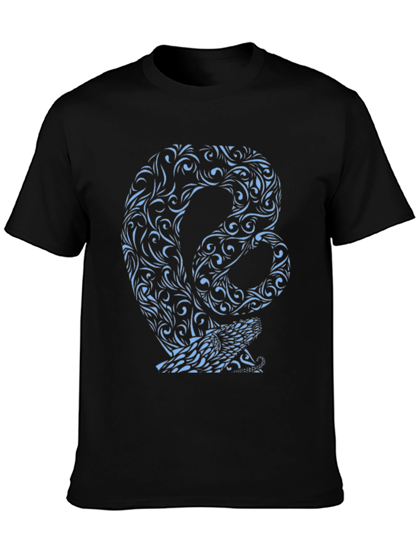 Black Snake Pattern Graphic Print Black Tee view 3