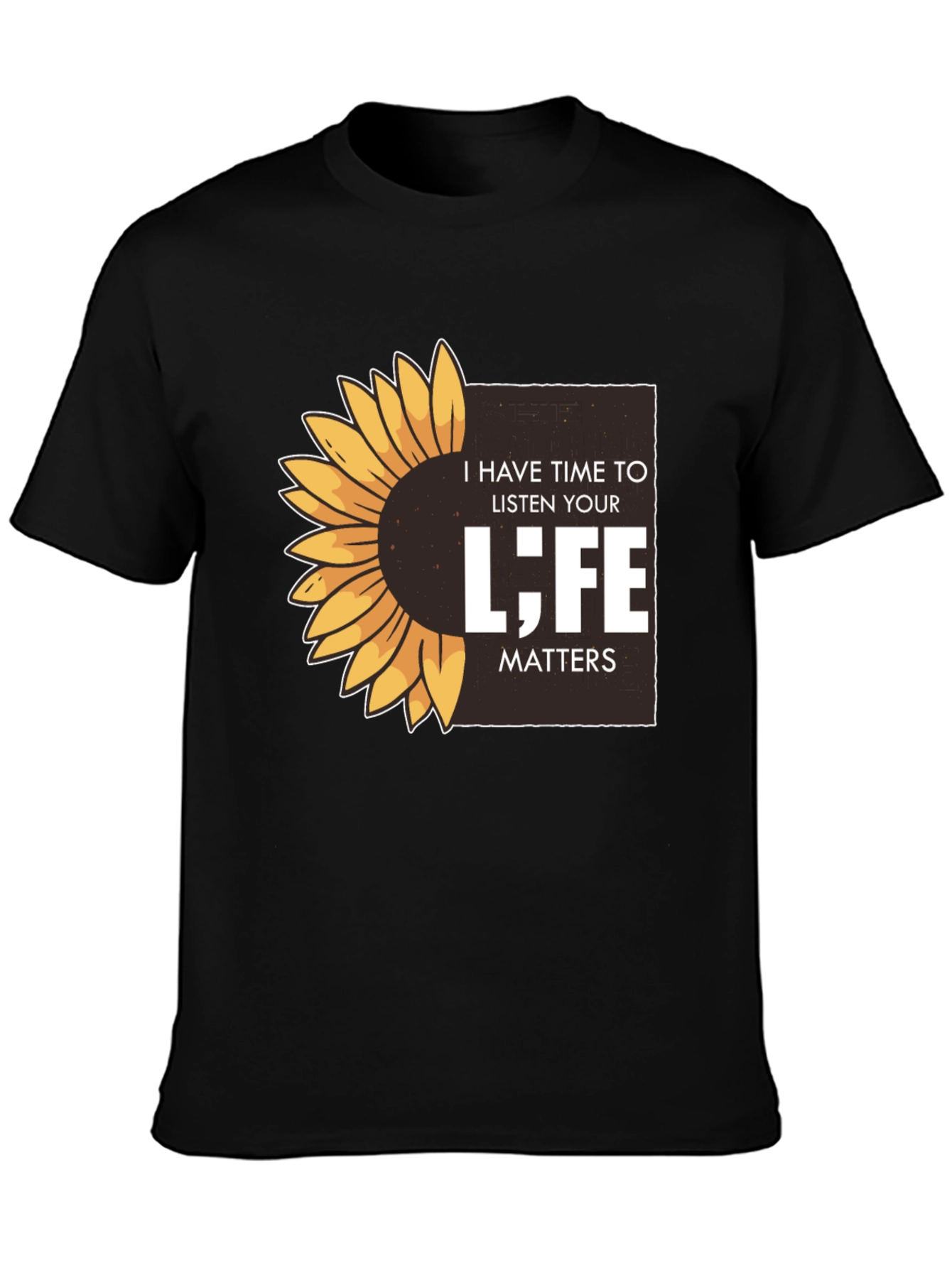 Black Sunflower 'Life Matters' Graphic T-Shirt view 3