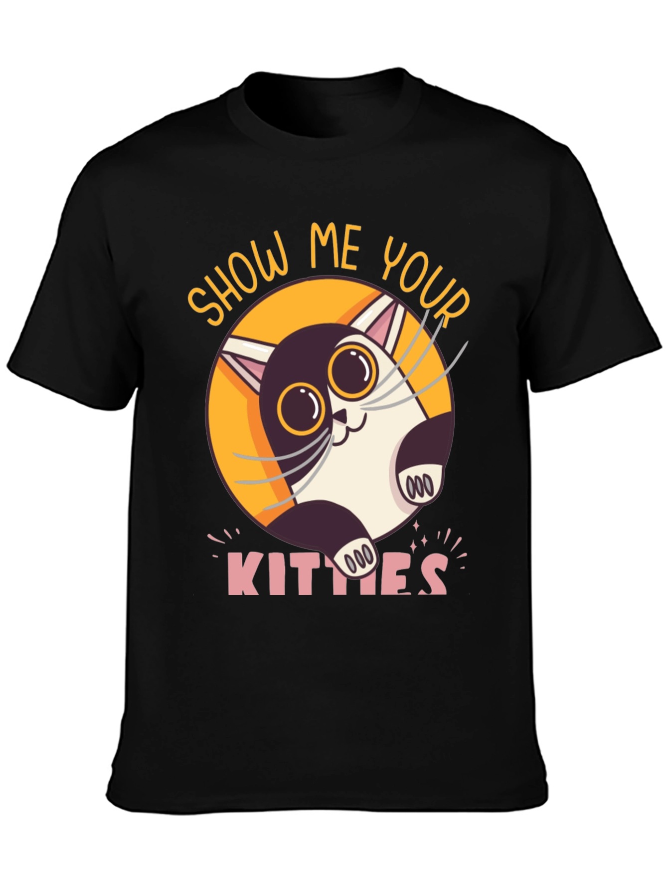Black Show Me Your Kitties Graphic T-Shirt view 3