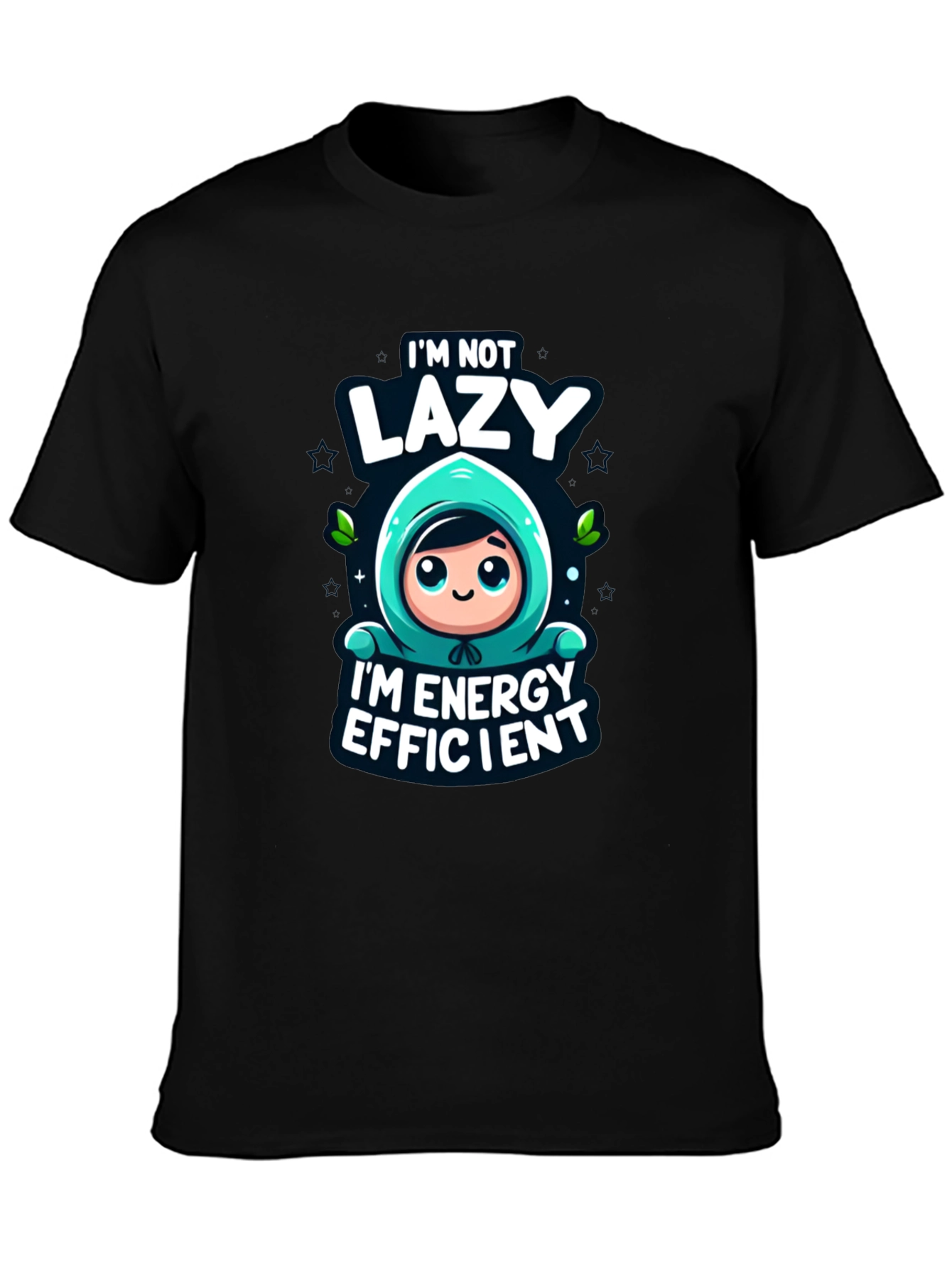 Black Funny Energy Efficient Black Graphic Tee view 3