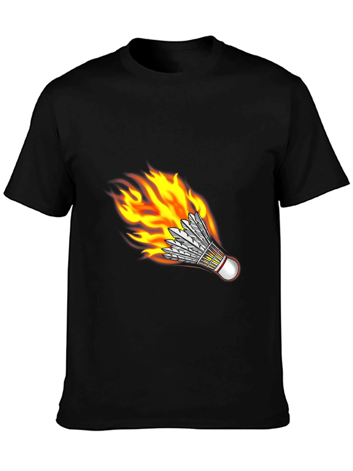 Black Flaming Shuttlecock Graphic Tee view 3