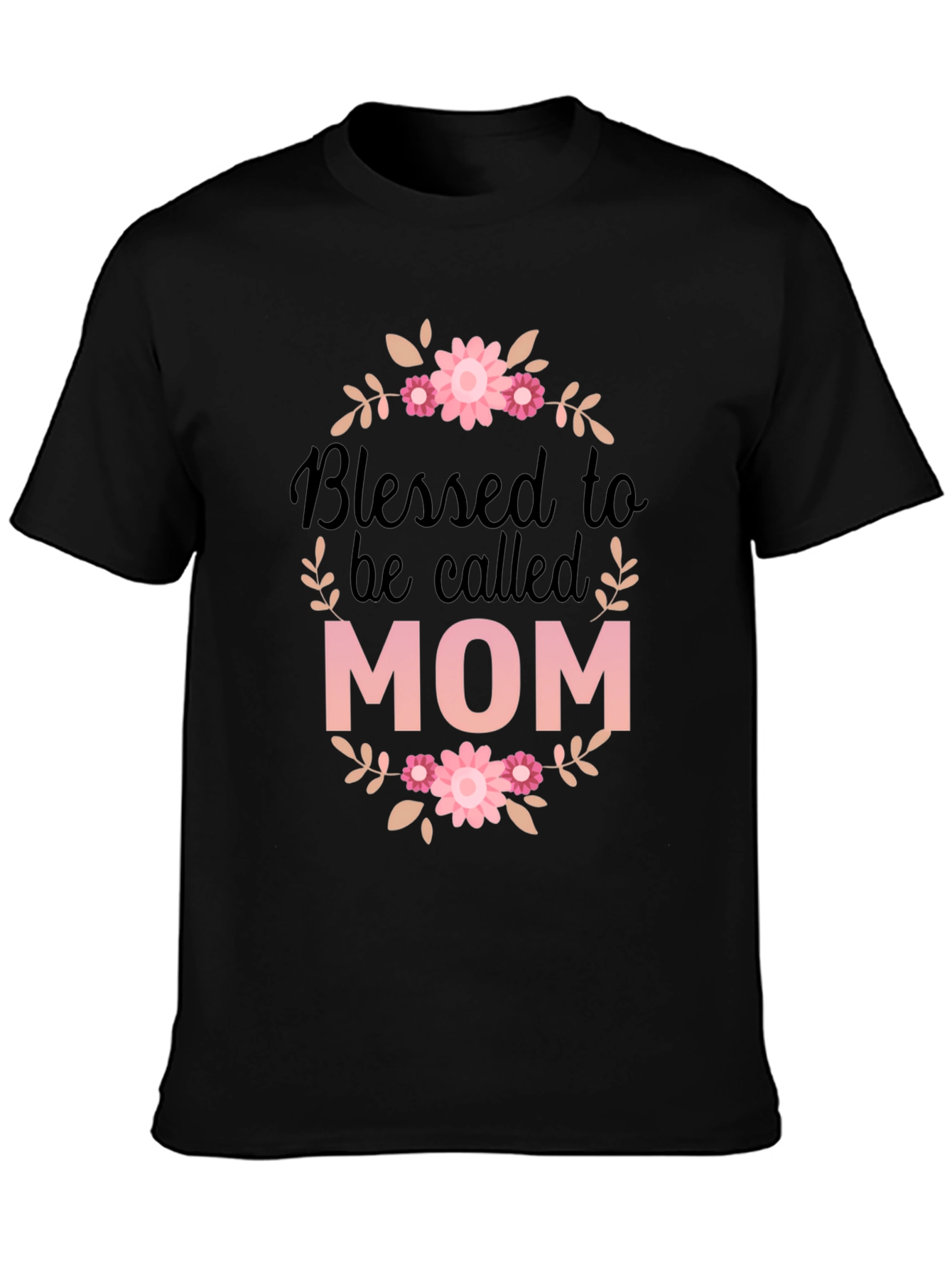 Black Blessed Mom Graphic Tee - Black T-Shirt view 3