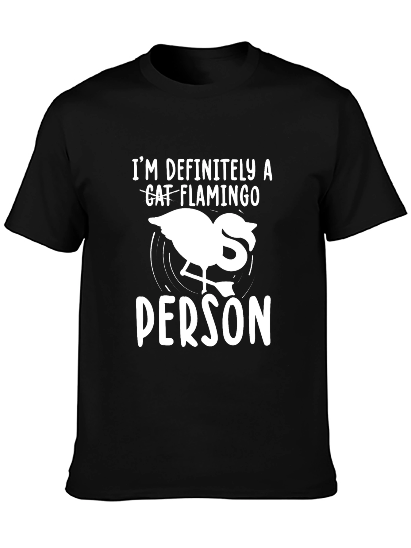 Black Cat Flamingo Person Graphic Tee view 3