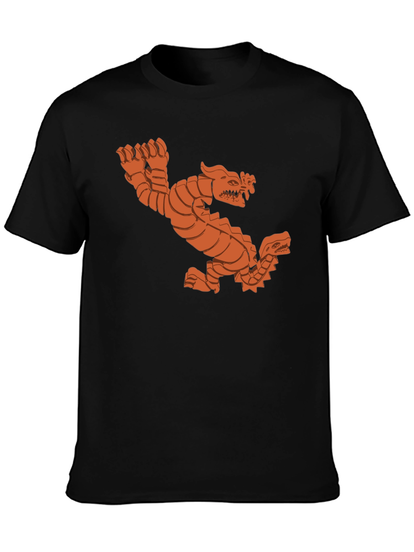 Black Double Dragon Graphic Tee - Black Cotton T-Shirt view 3