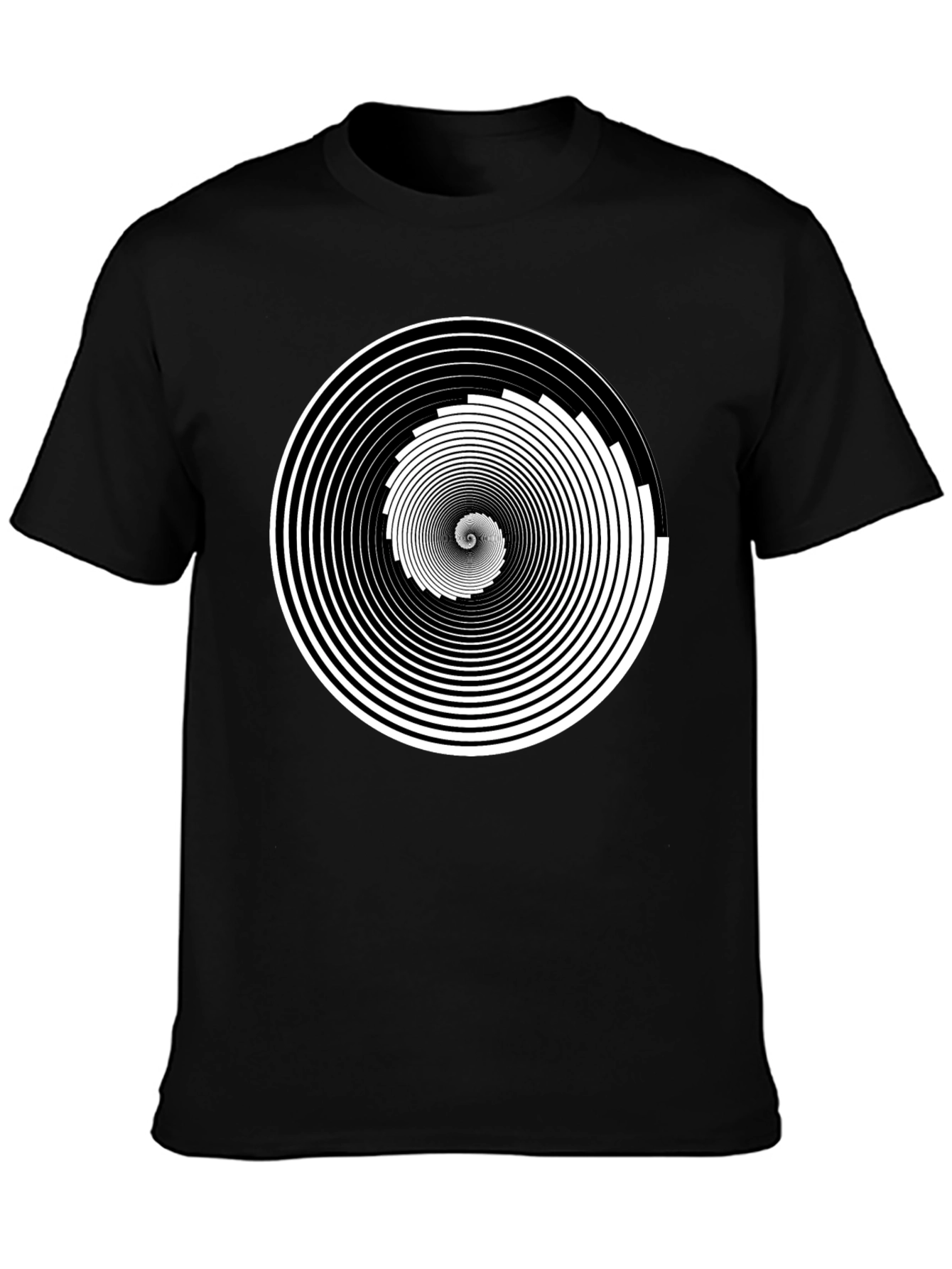 Black Hypnotic Spiral Graphic Tee - Black Cotton Crew Neck view 3