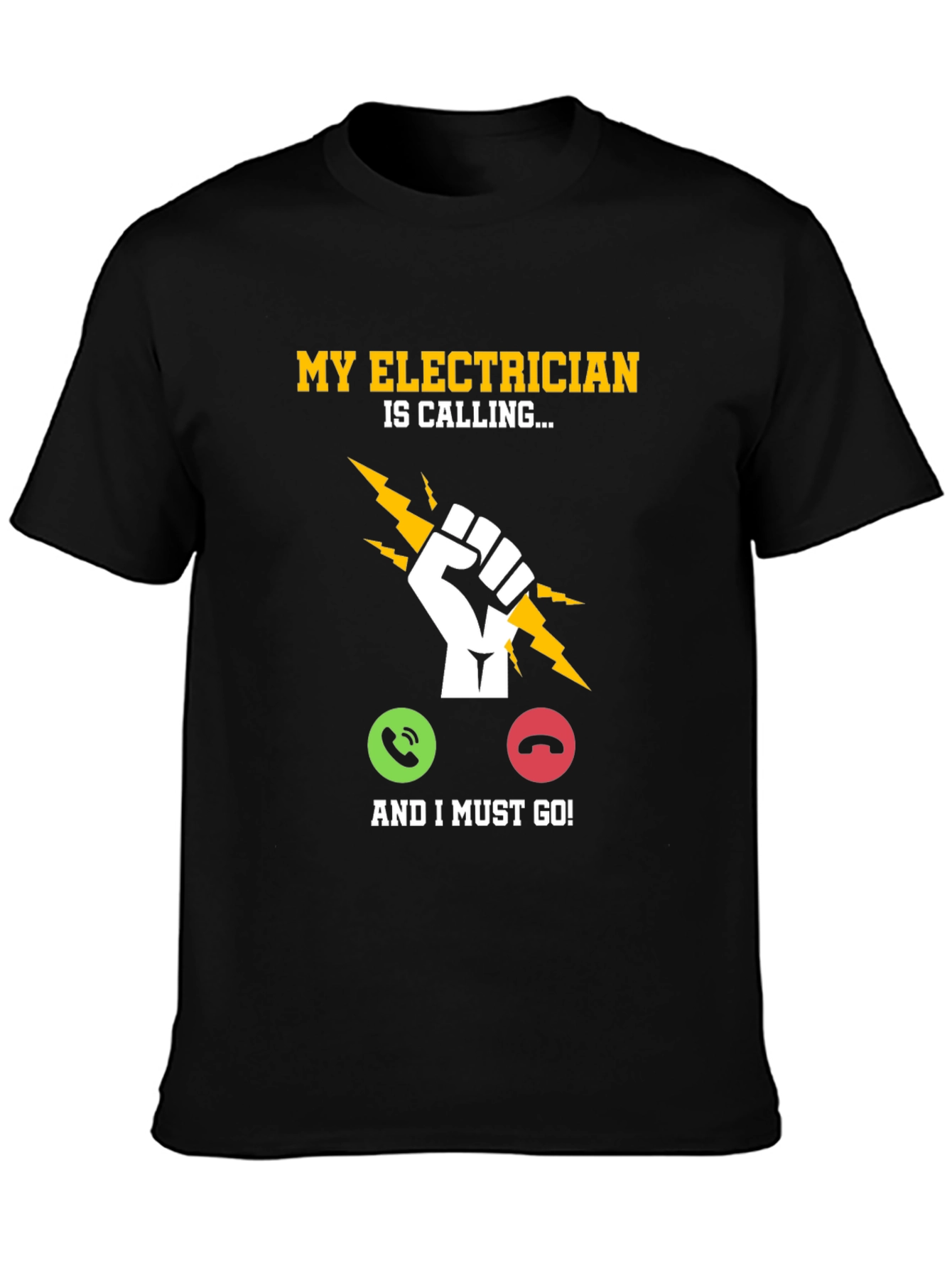 Black Electrician Calling T-Shirt - Funny Job Gift view 3