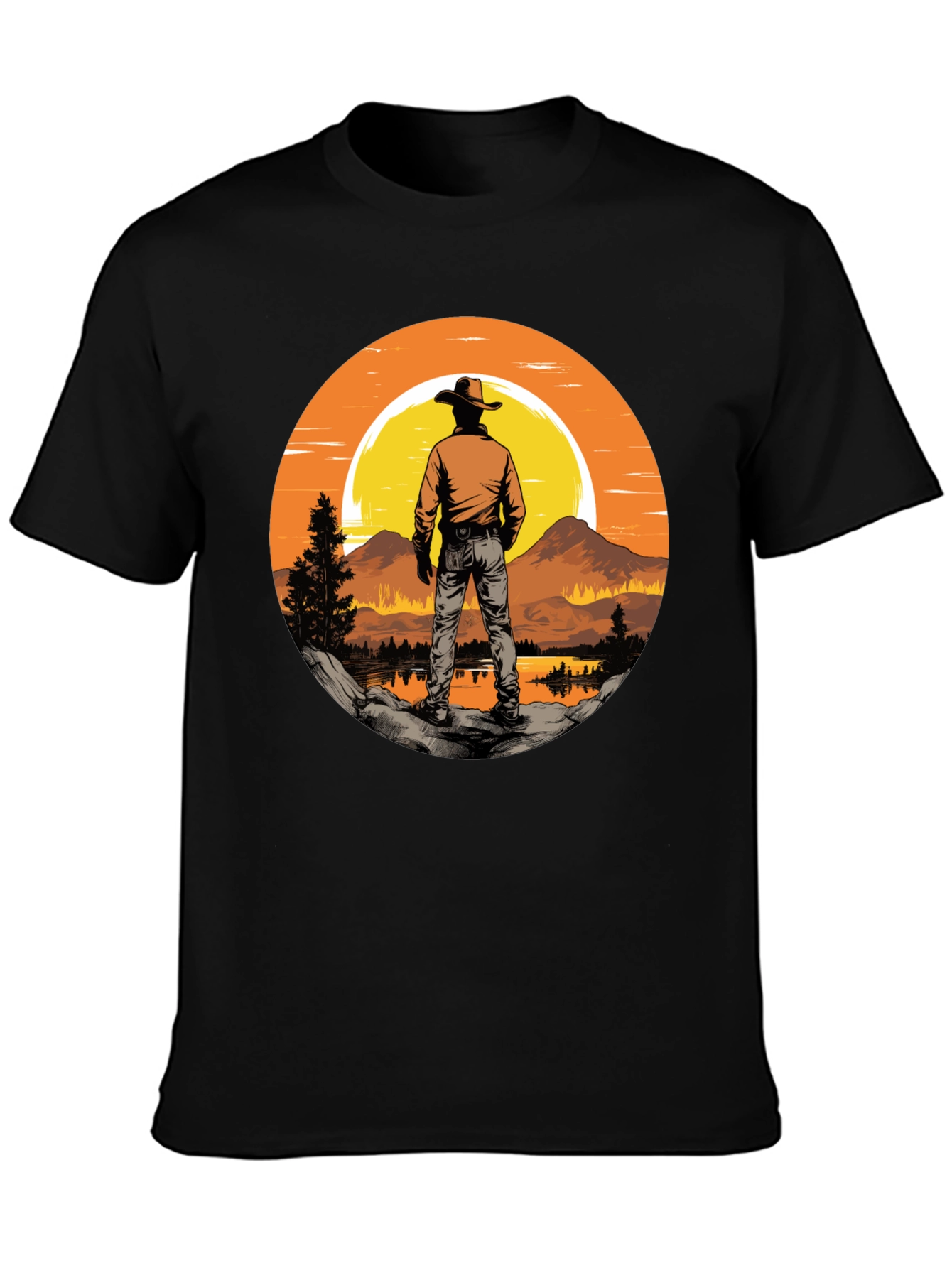 Black Sunset Cowboy Graphic Tee view 3