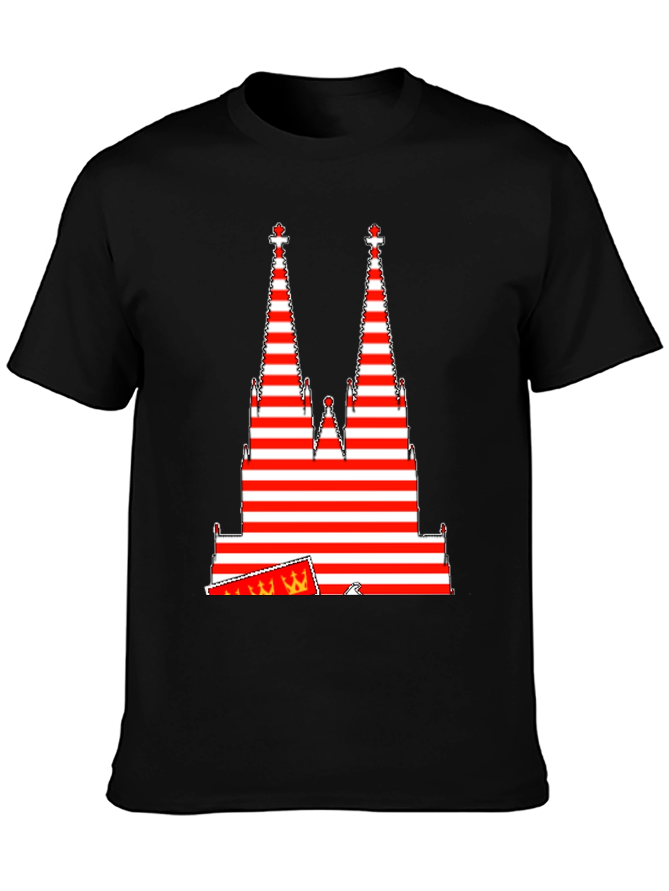 Black Striped Tower Graphic Tee - Unique Men's Black T-Shirt view 3