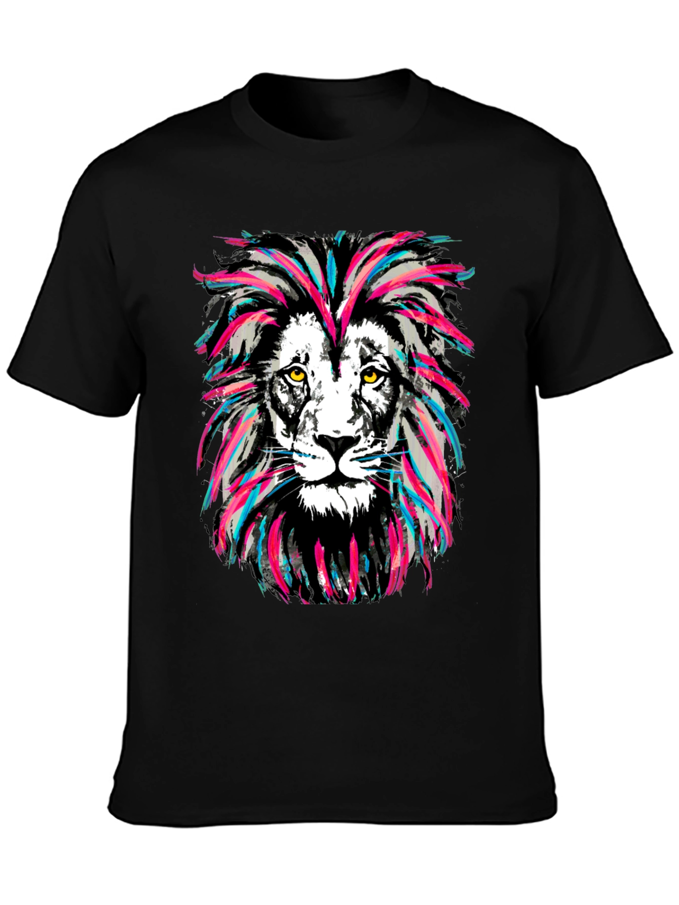 Black Lion Head Graphic Print Tee view 3