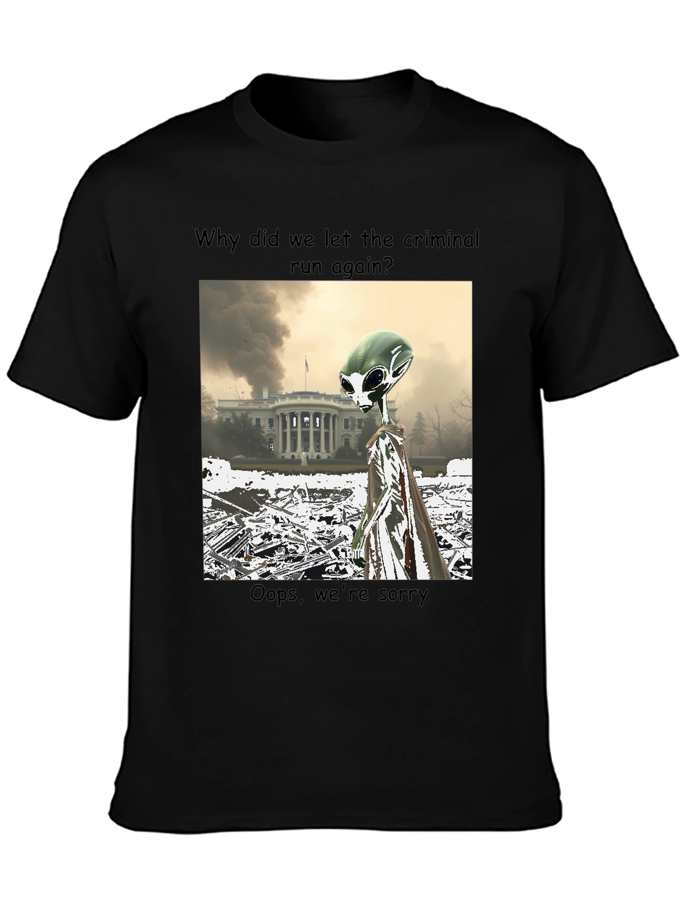 Black Political Alien Humor Graphic Tee view 3