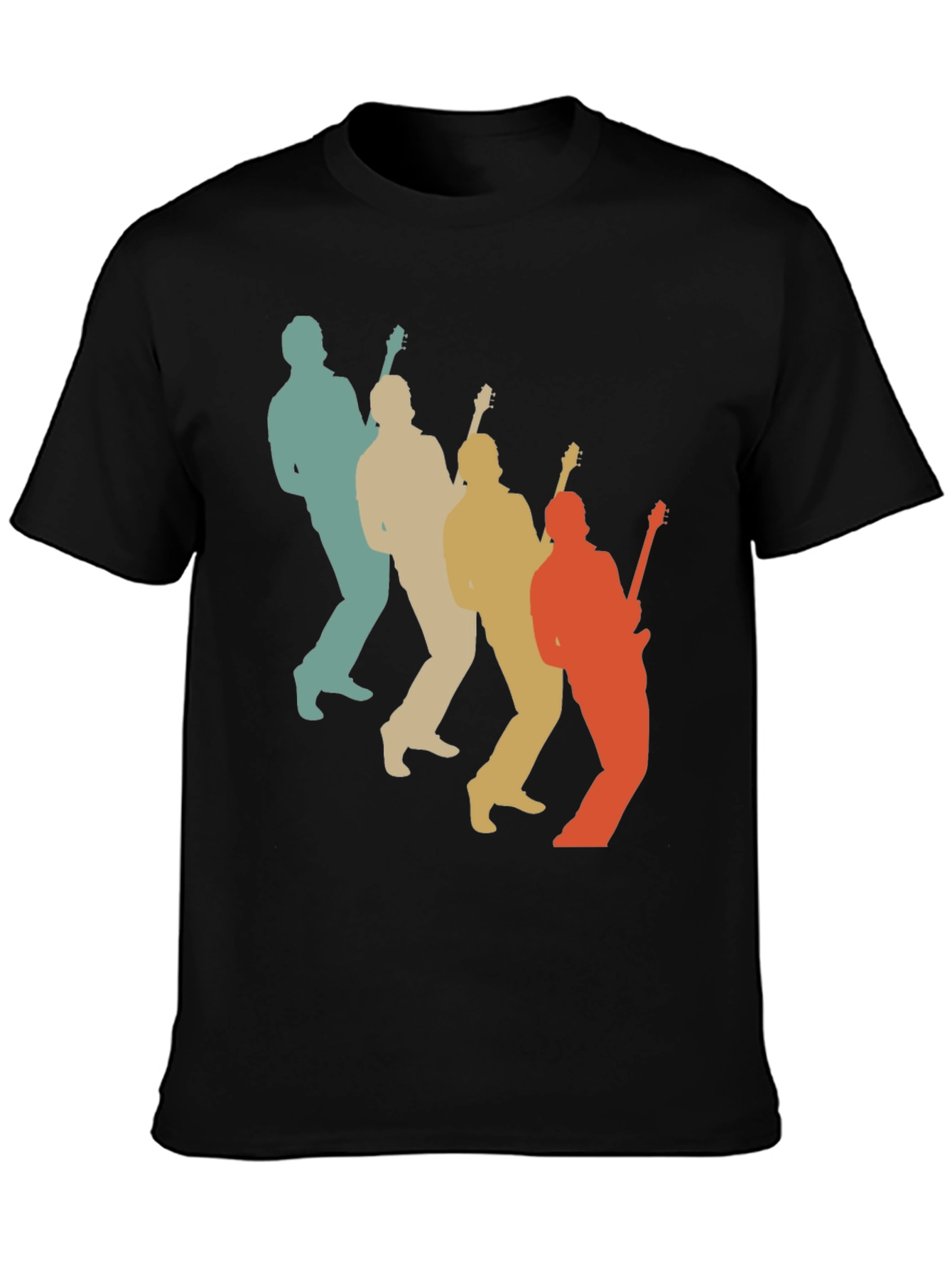 Black Retro Guitar Player T-Shirt - Music Lover Tee view 3