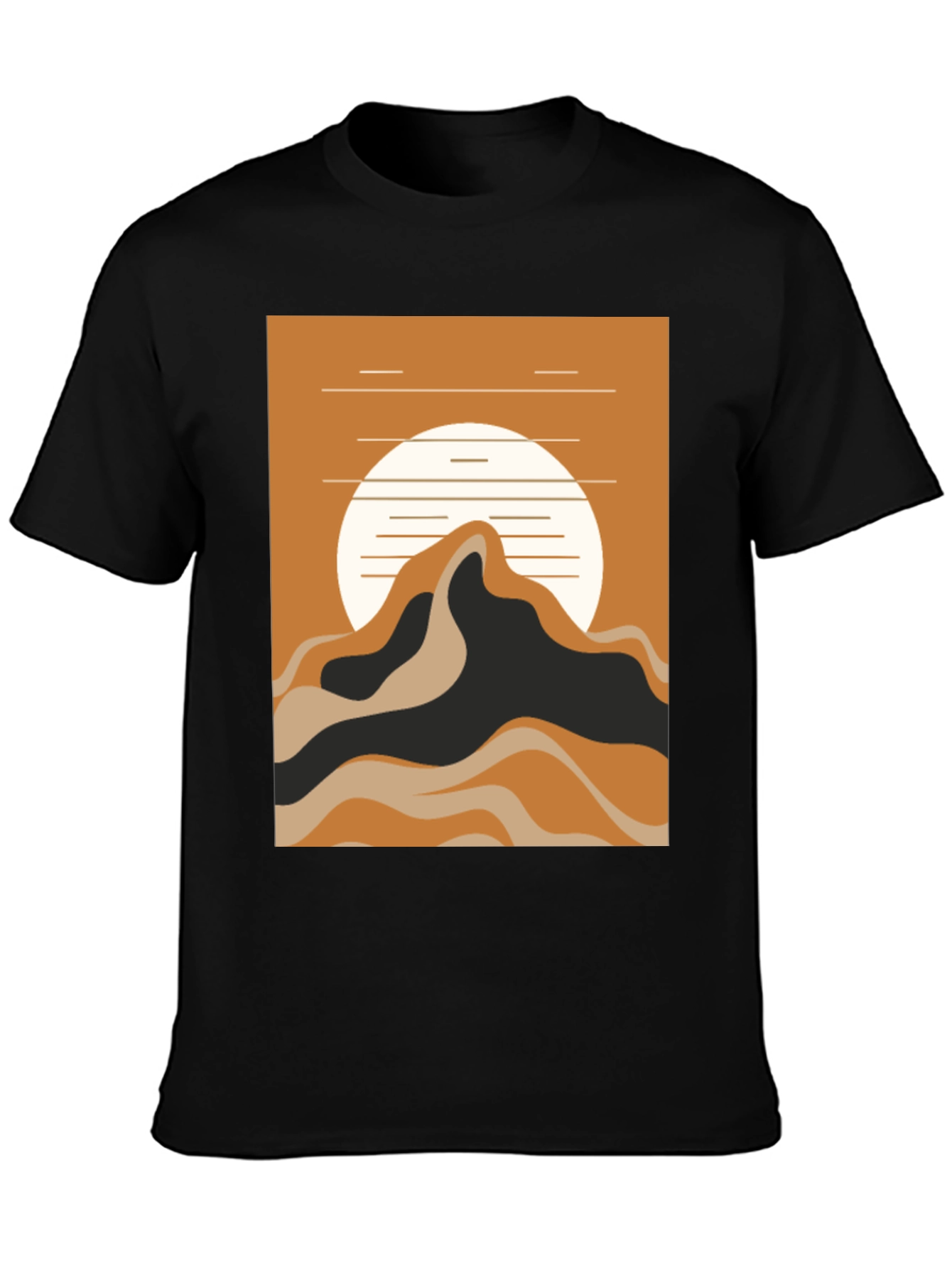 Black Mountain Sunset Graphic Tee - Black Cotton Blend view 3