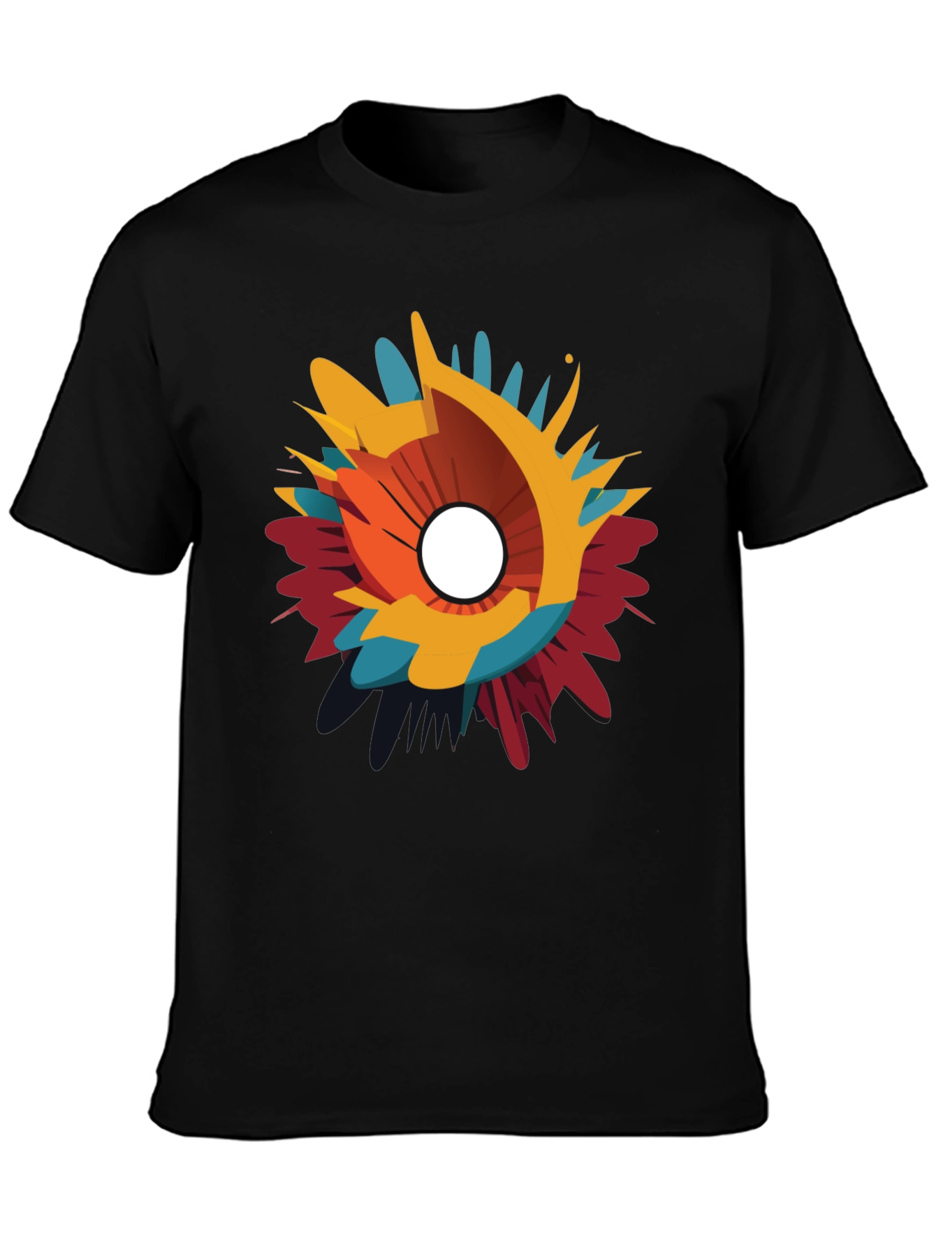 Black Abstract Splash Graphic Black T-Shirt view 3