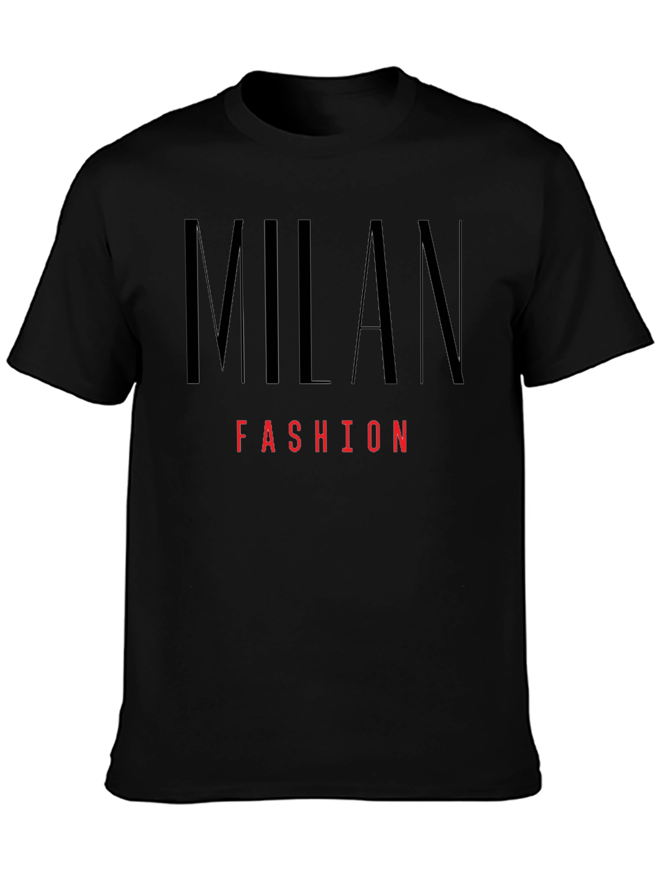 Black Milan Fashion Graphic Tee - Stylish Black T-Shirt view 3