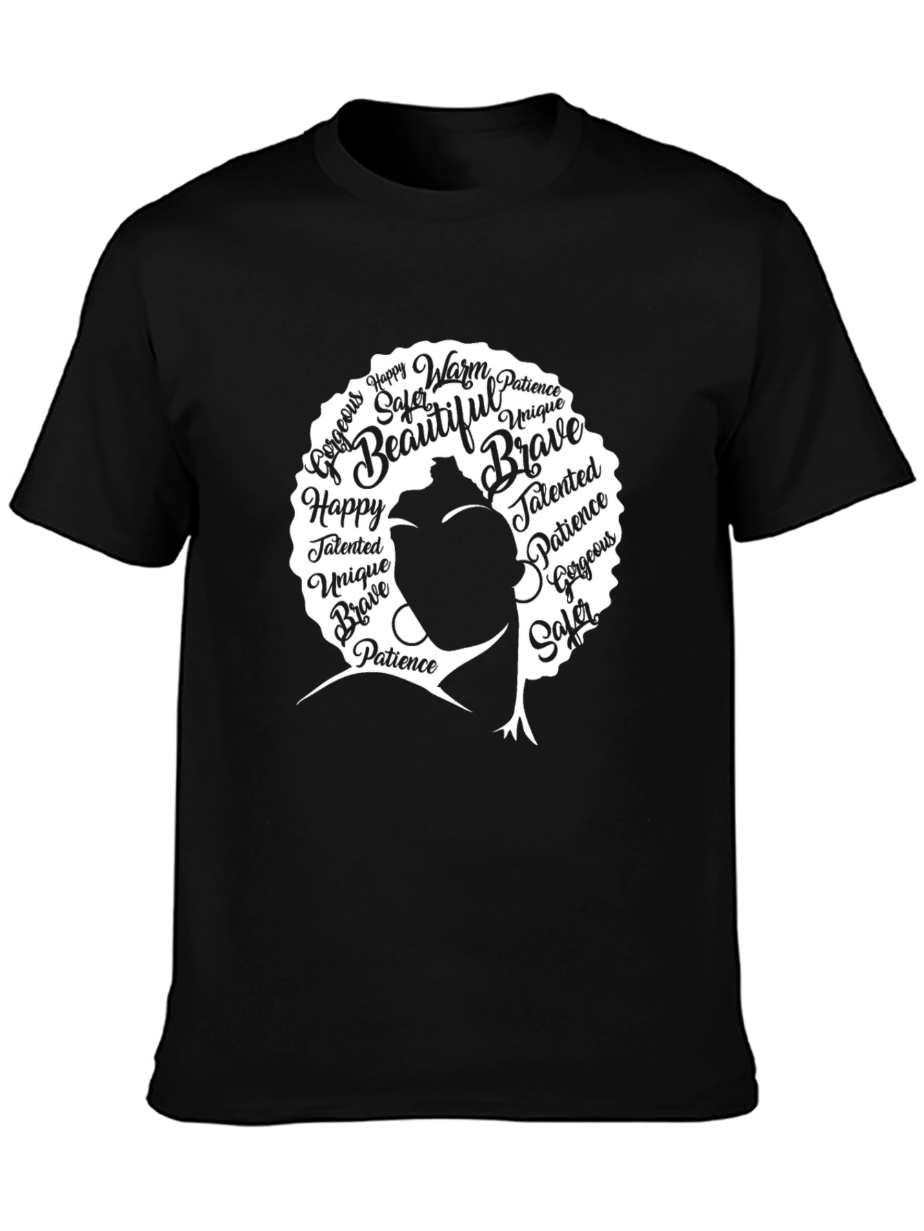 Black Empowered Woman Black T-Shirt - Words of Affirmation Design view 3