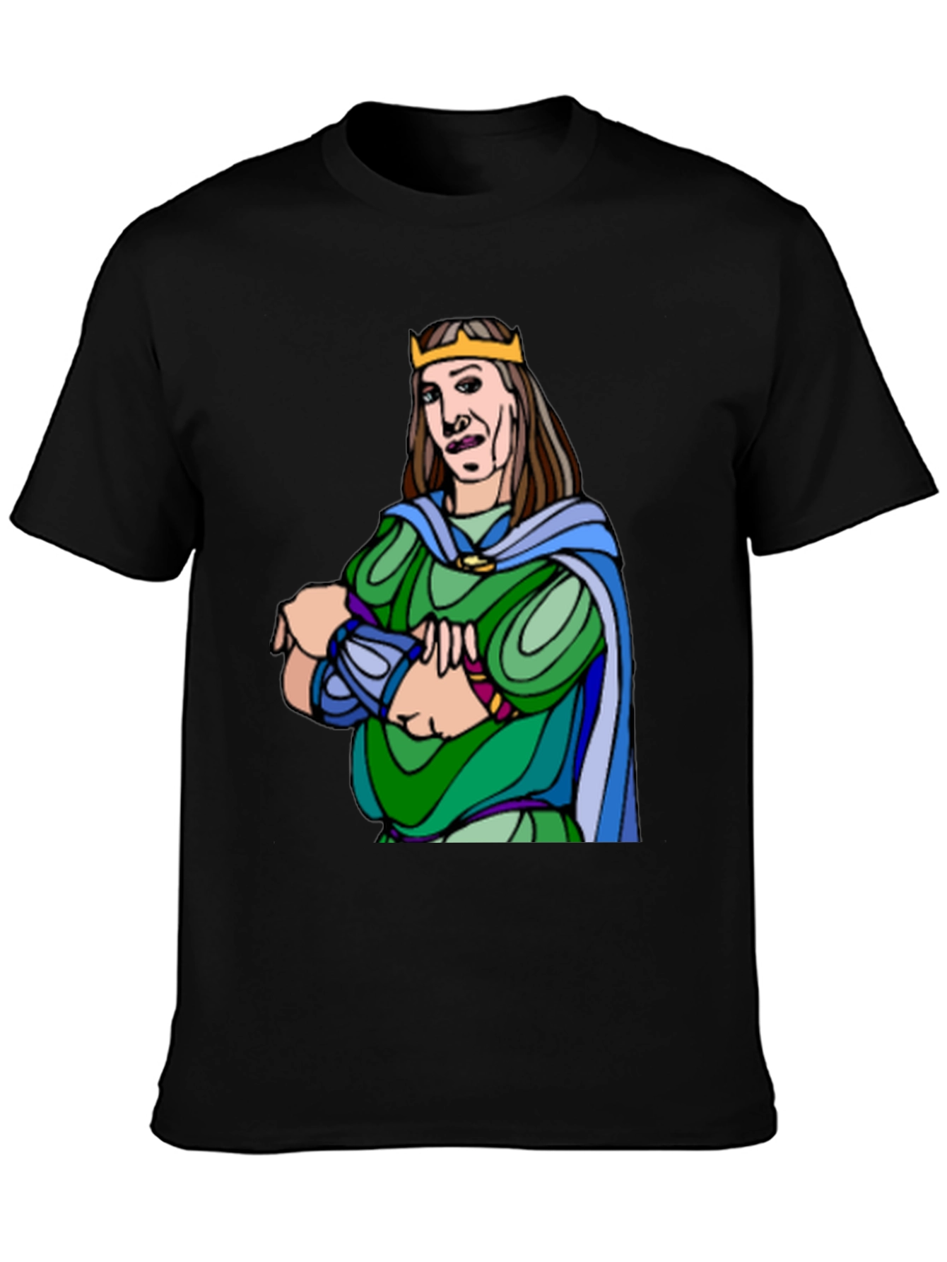 Black King Cartoon Graphic Black T-Shirt view 3