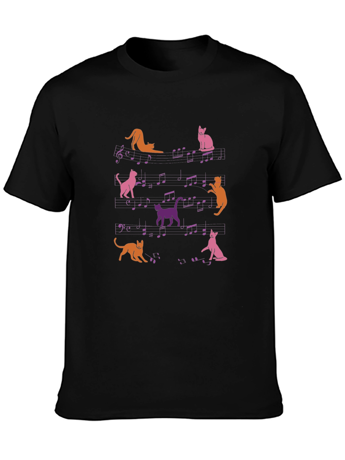 Black Musical Cats T-Shirt - Funny Cat Lover Tee view 3