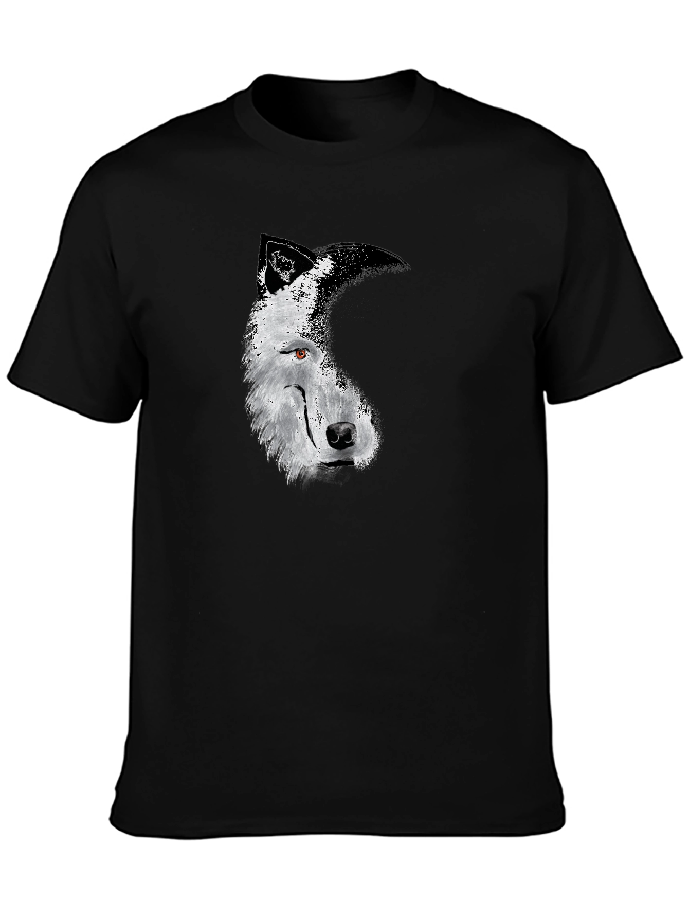 Black Men's Black Wolf Graphic Tee - Stylish & Unique Design view 3