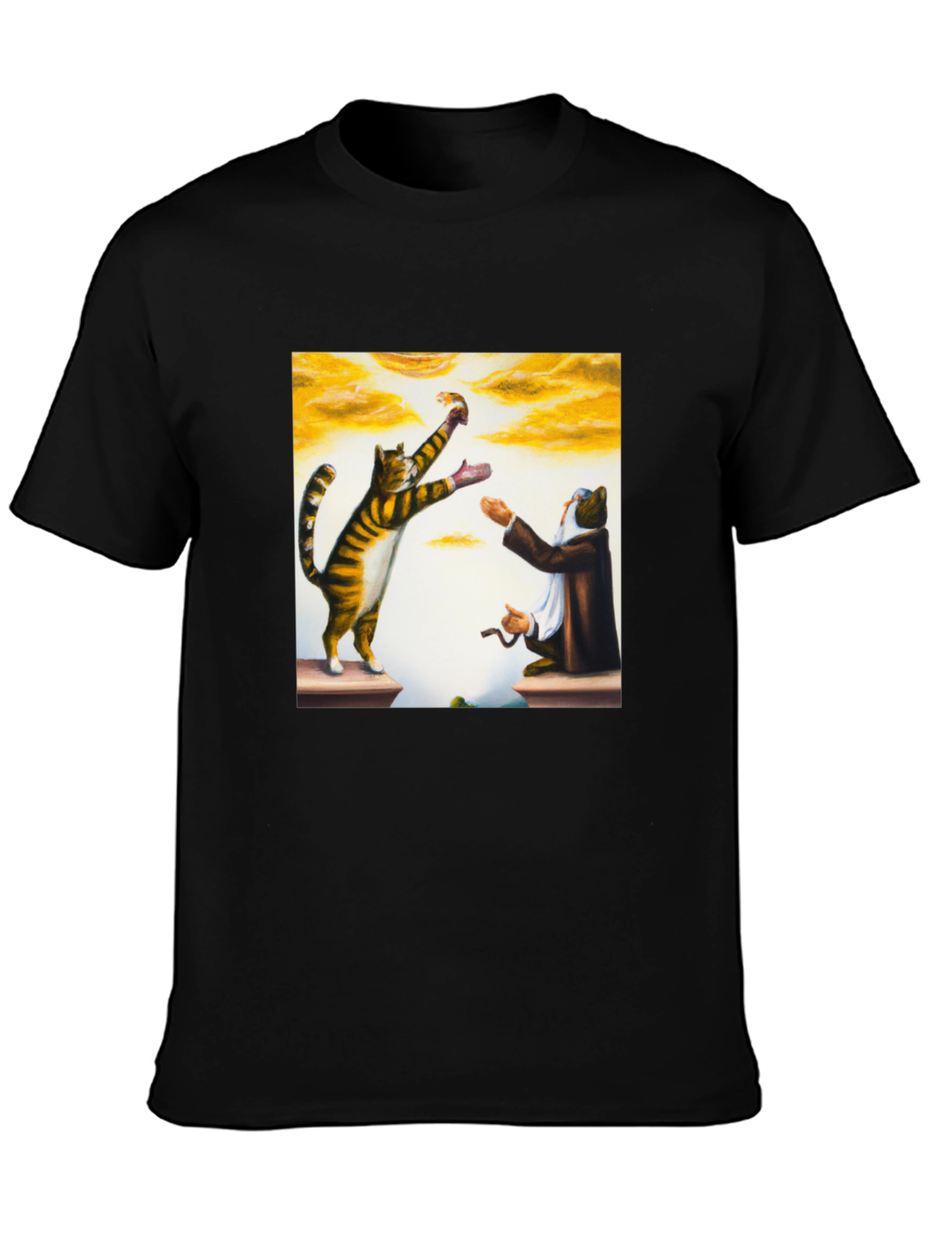 Black Cat & Wizard T-Shirt: Funny Feline Magic Tee view 3