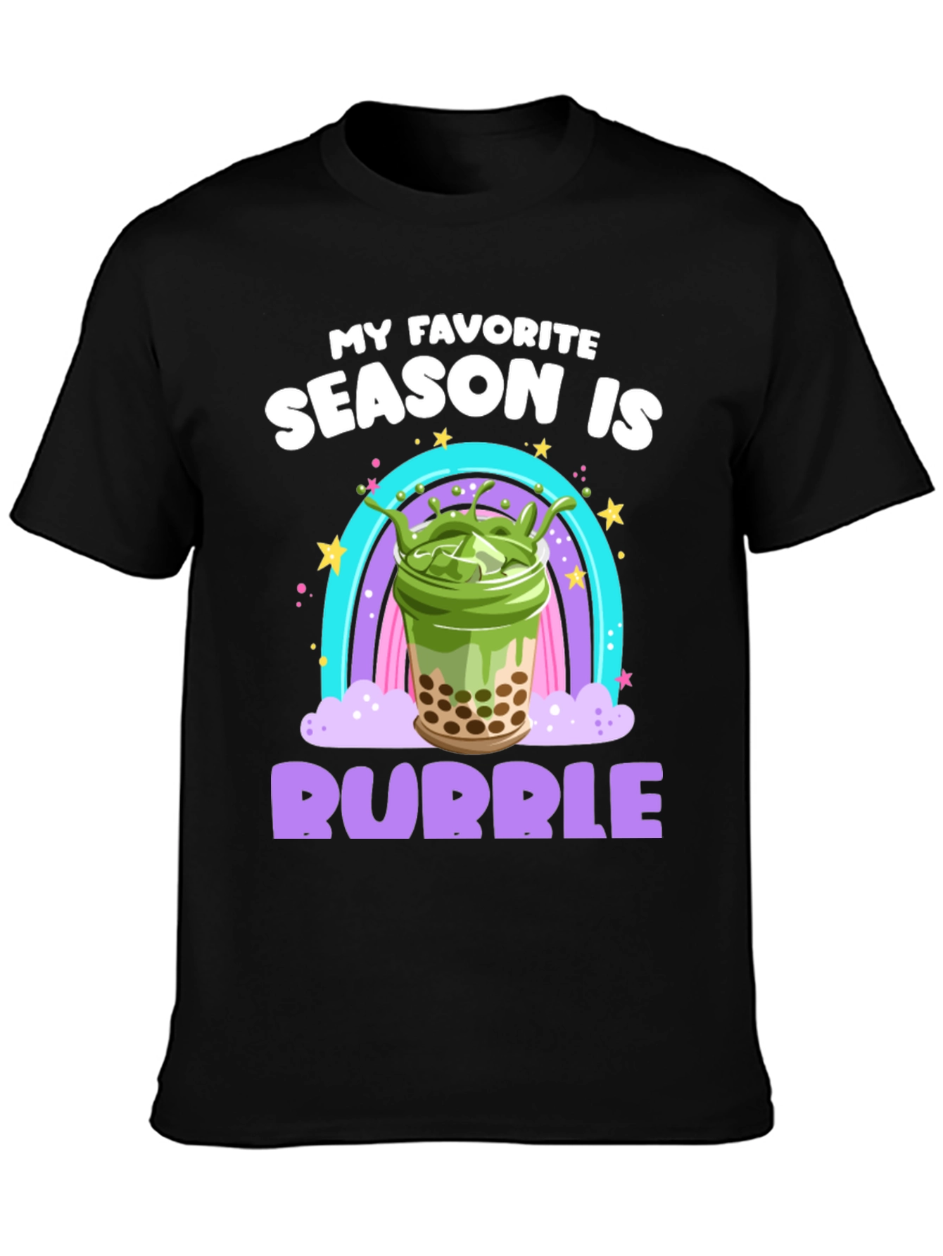 Black Bubble Tea Season T-Shirt - Matcha Boba Lover view 3