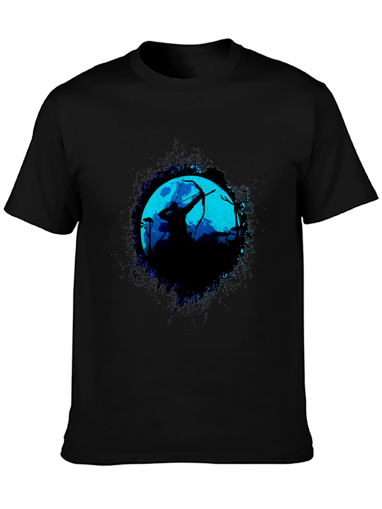 Black Archer Silhouette Graphic Black T-Shirt view 3