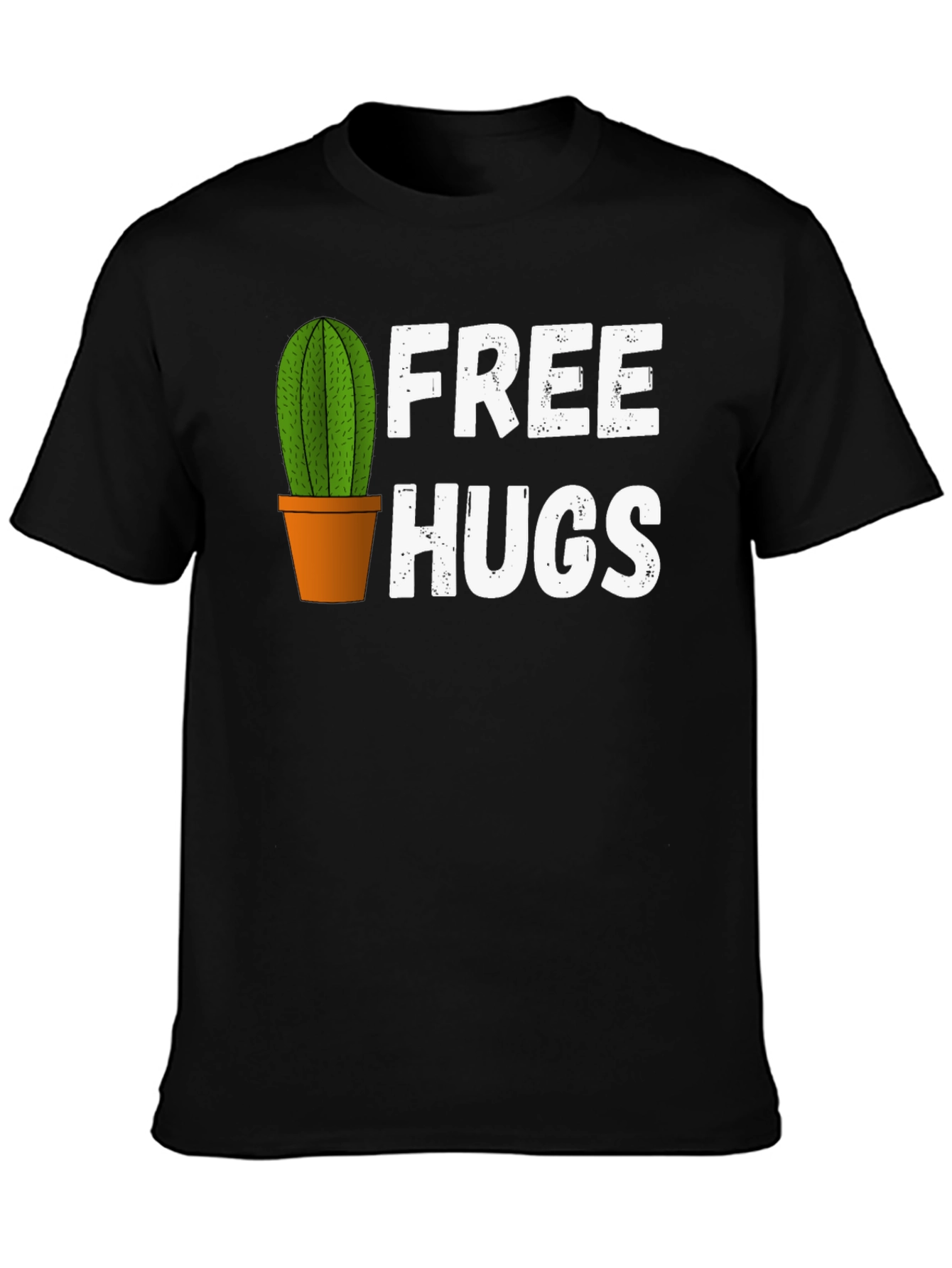 Black Free Hugs Cactus Graphic T-Shirt view 3