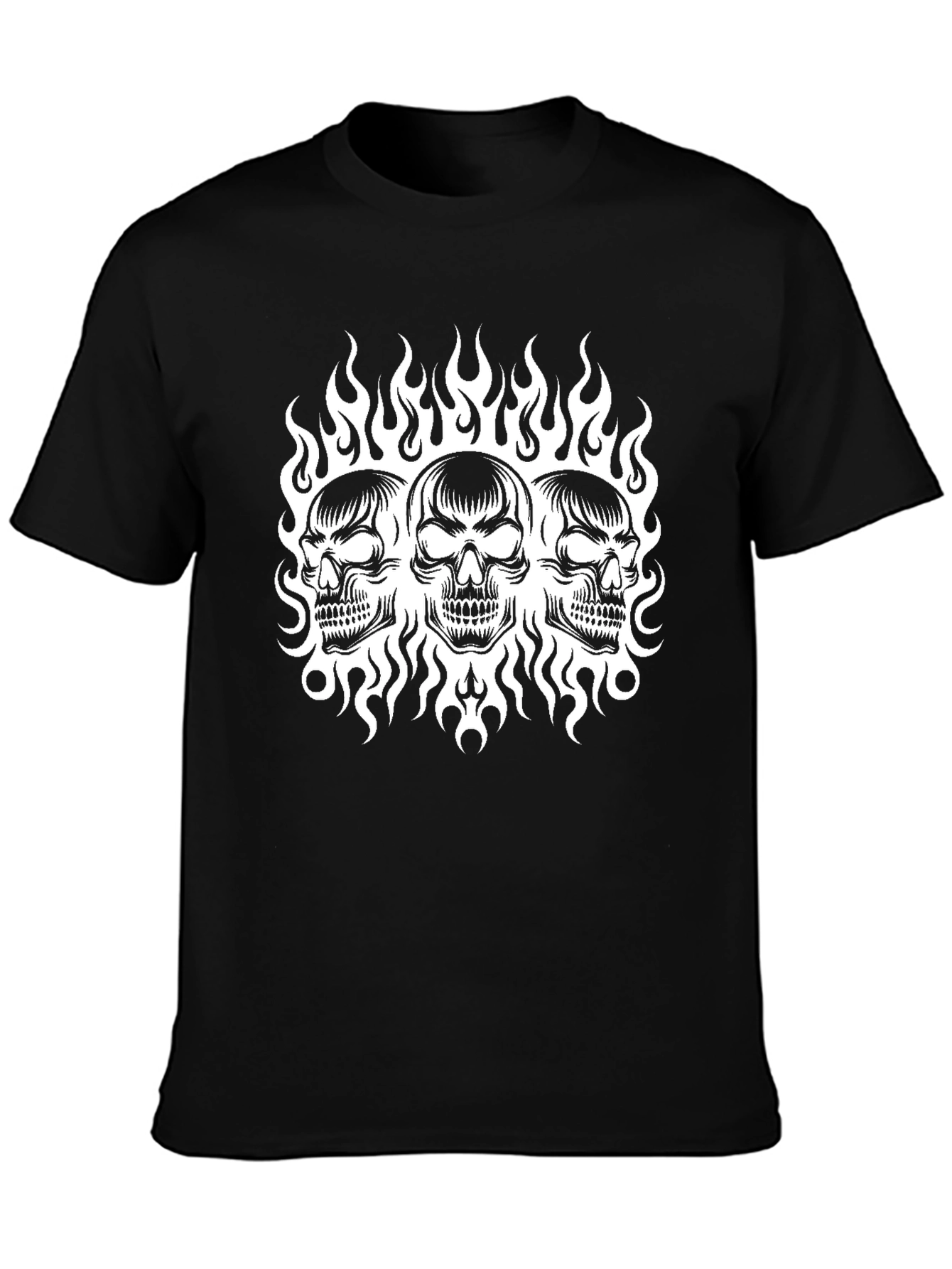 Black Skull Flame Graphic Tee - Black view 3