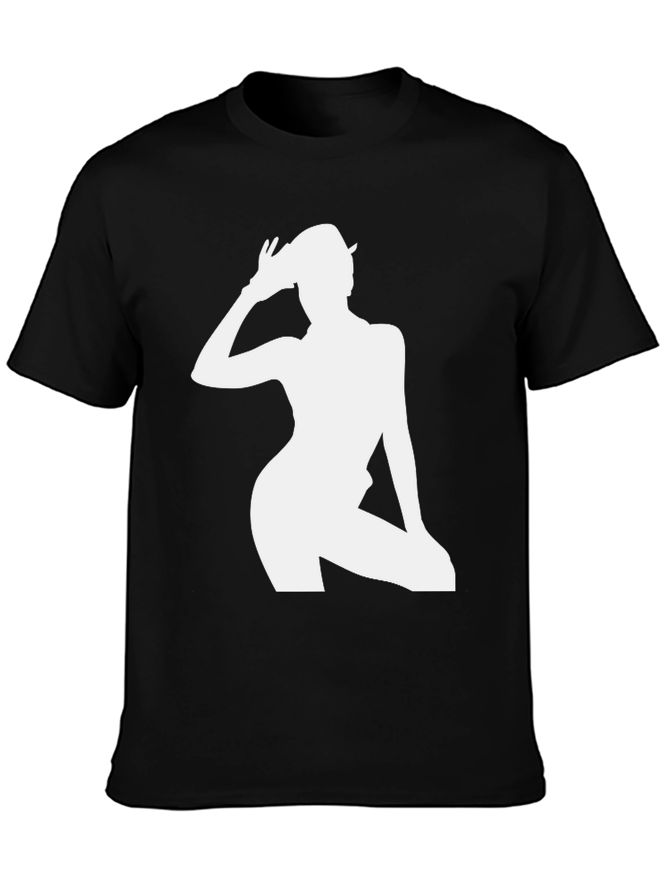 Black Silhouette Graphic Tee - Sleek Black T-Shirt view 3