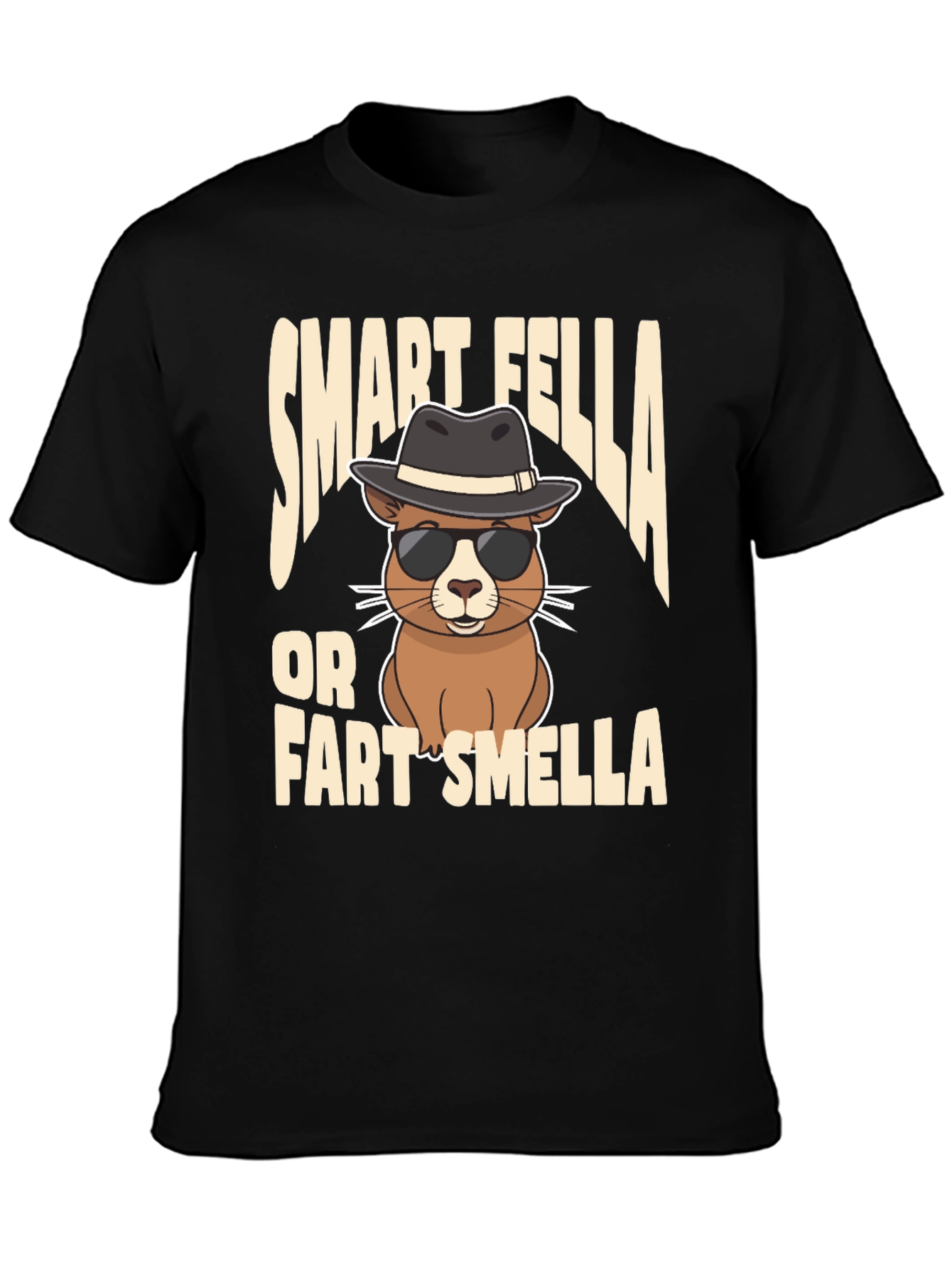 Black Smart Fella or Fart Smella T-Shirt view 3