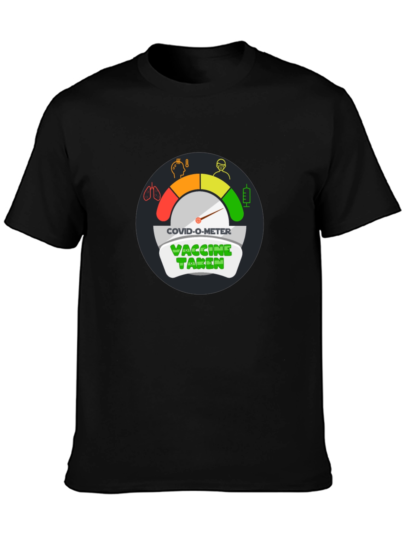 Black COVID-O-Meter Vaccine Taken Black T-Shirt view 3