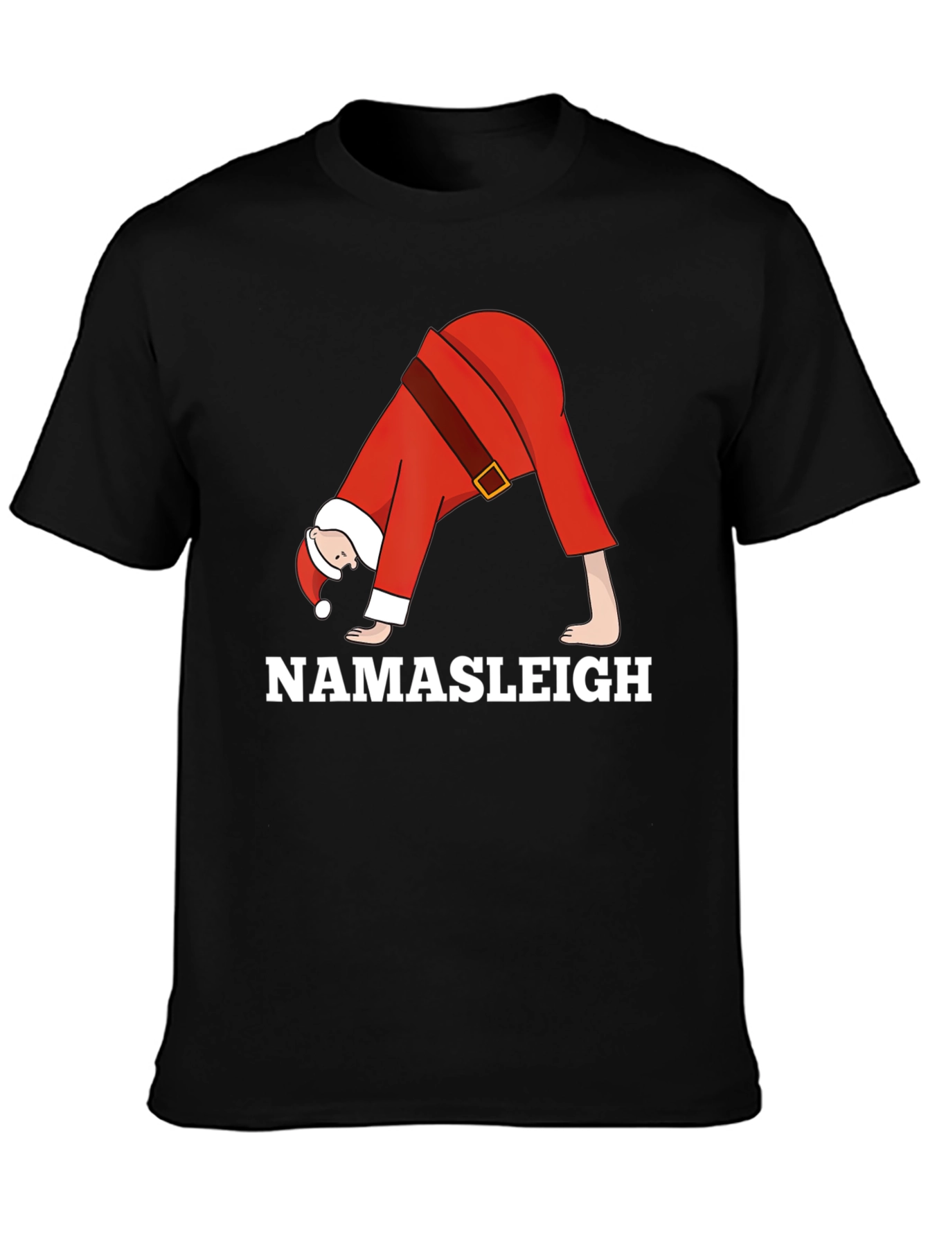 Black Namasleigh Santa Yoga Black T-Shirt view 3