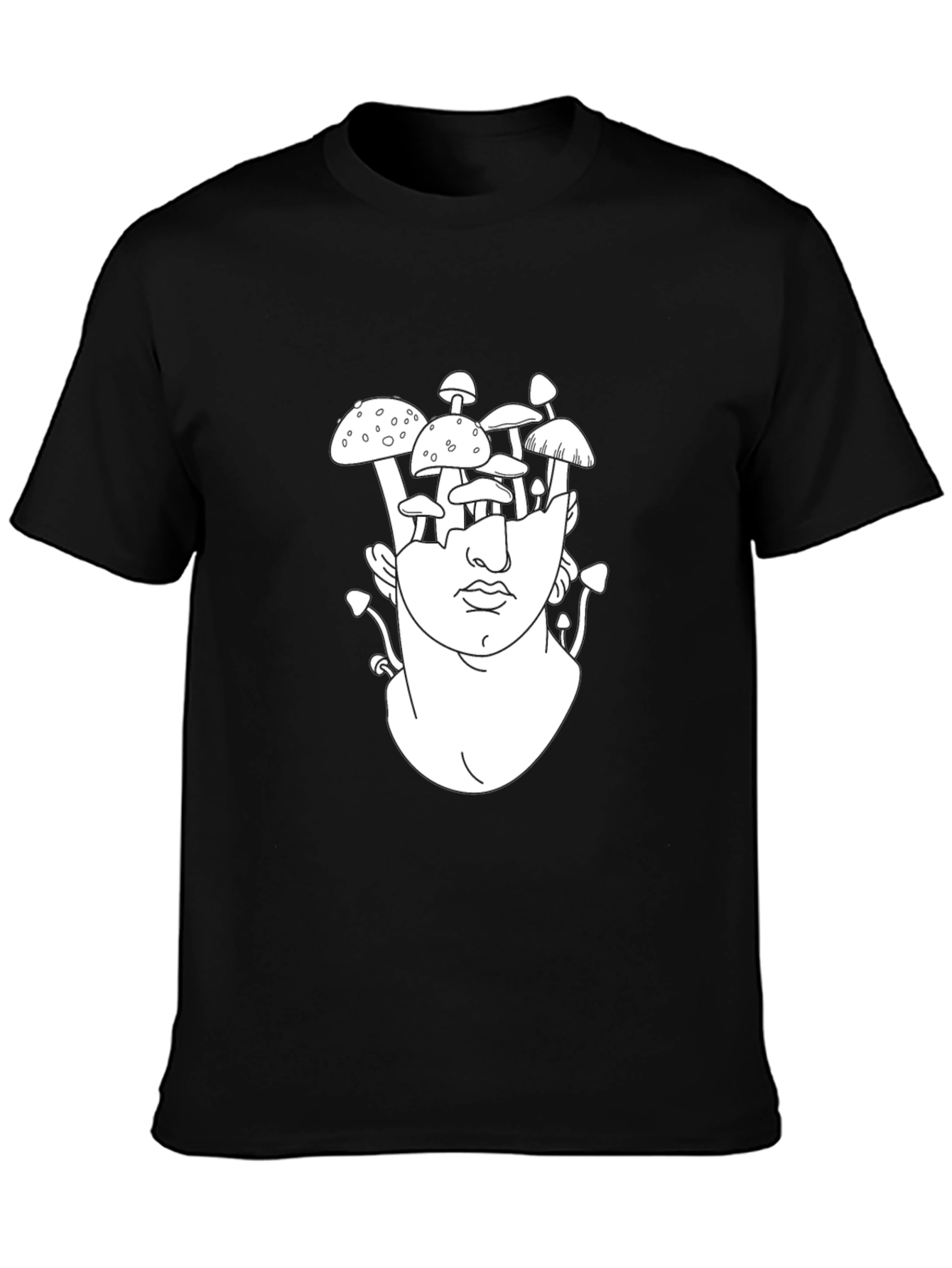 Black Mushroom Mind Graphic Tee - Unique Art T-Shirt view 3