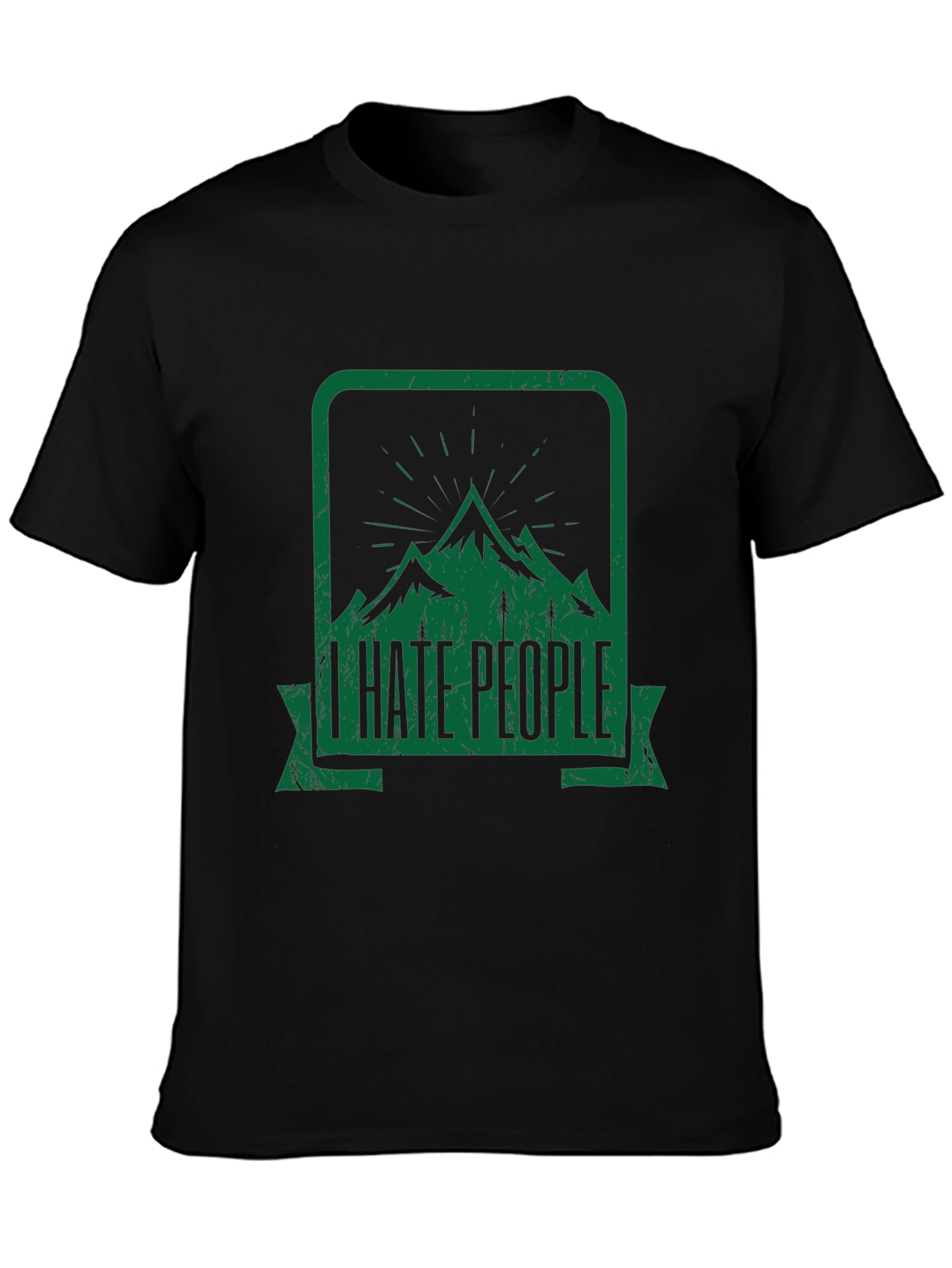 Black I Hate People Mountain Graphic Black Tee view 3