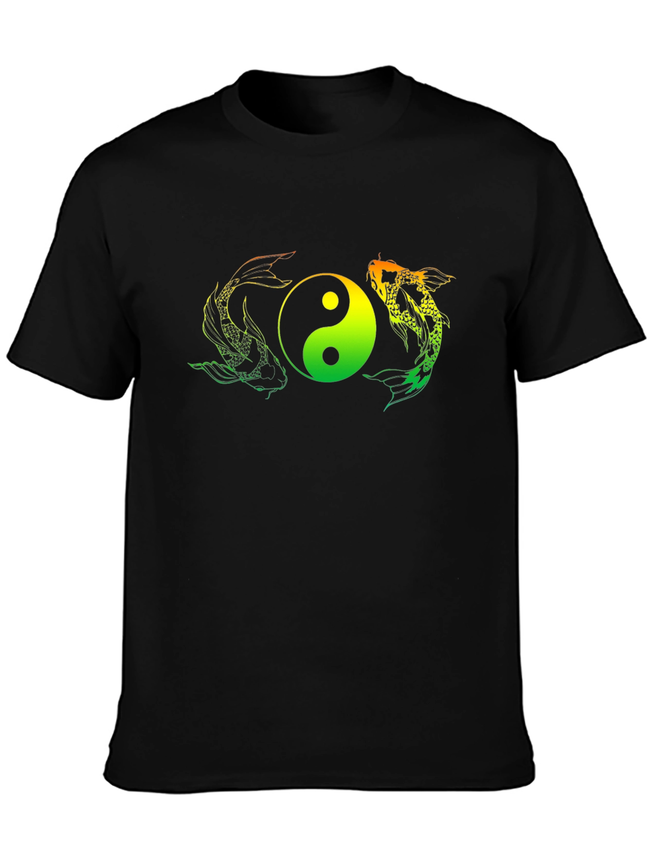 Black Yin Yang Koi Fish Graphic Tee - Black T-Shirt view 3