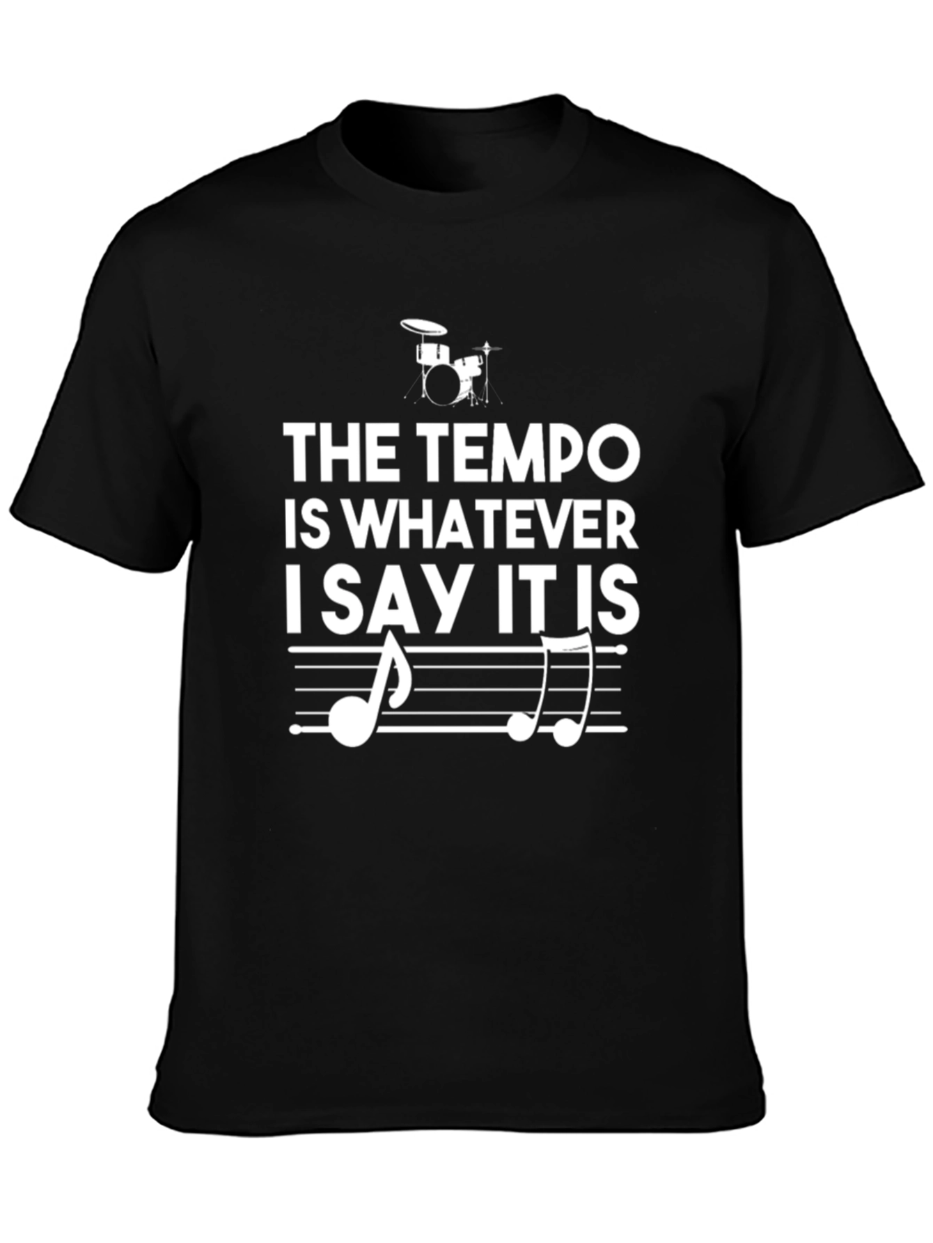 Black Tempo Drummer T-Shirt - Music Humor Tee view 3