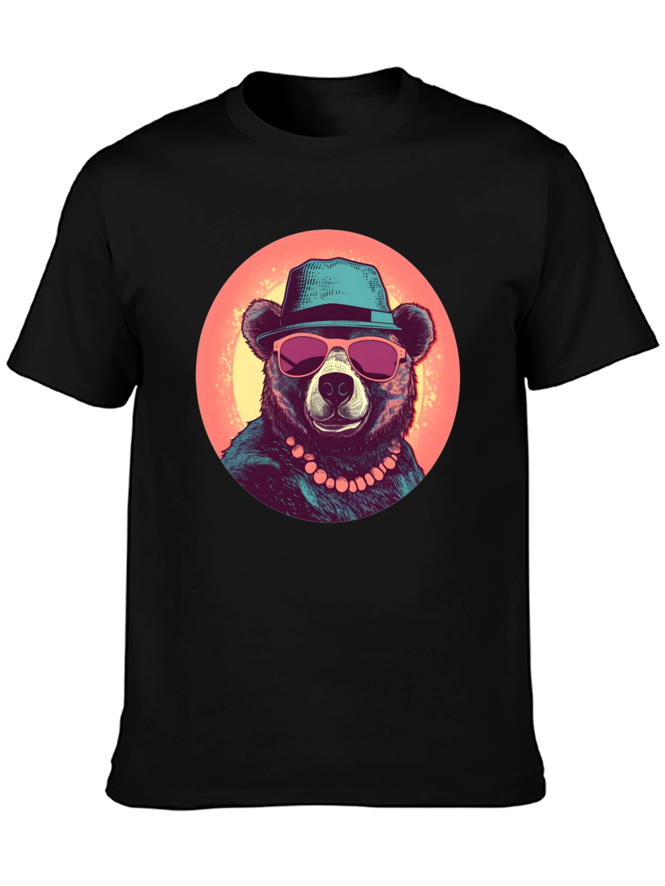 Black Bear with Hat Graphic Tee - Cool Summer Style view 3