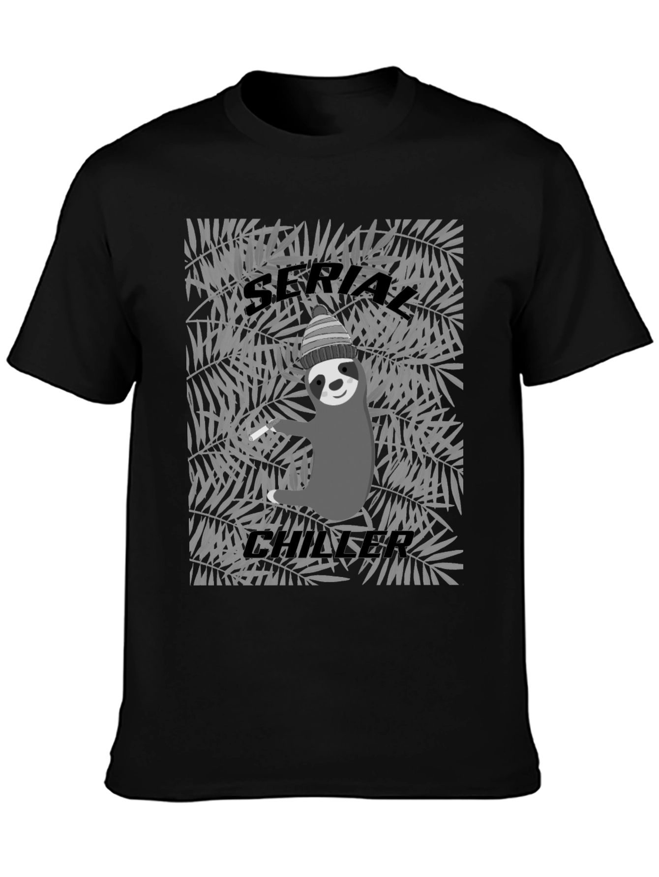 Black Serial Chiller Sloth Graphic Tee - Cool Relaxed Style view 3