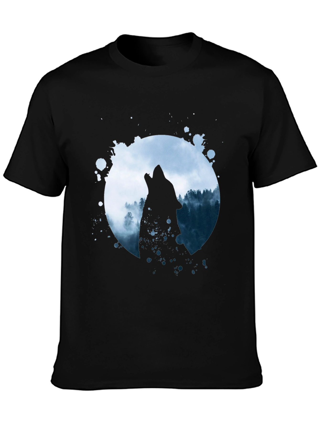 Black Wolf Howl Graphic Tee - Black Cotton Blend view 3