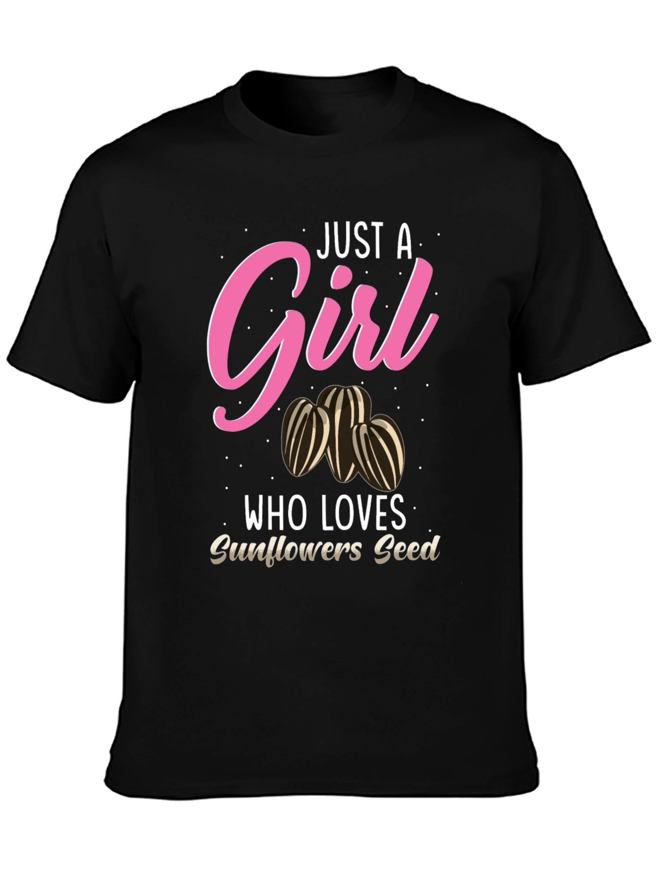 Black Just A Girl Who Loves Sunflower Seeds T-Shirt view 3
