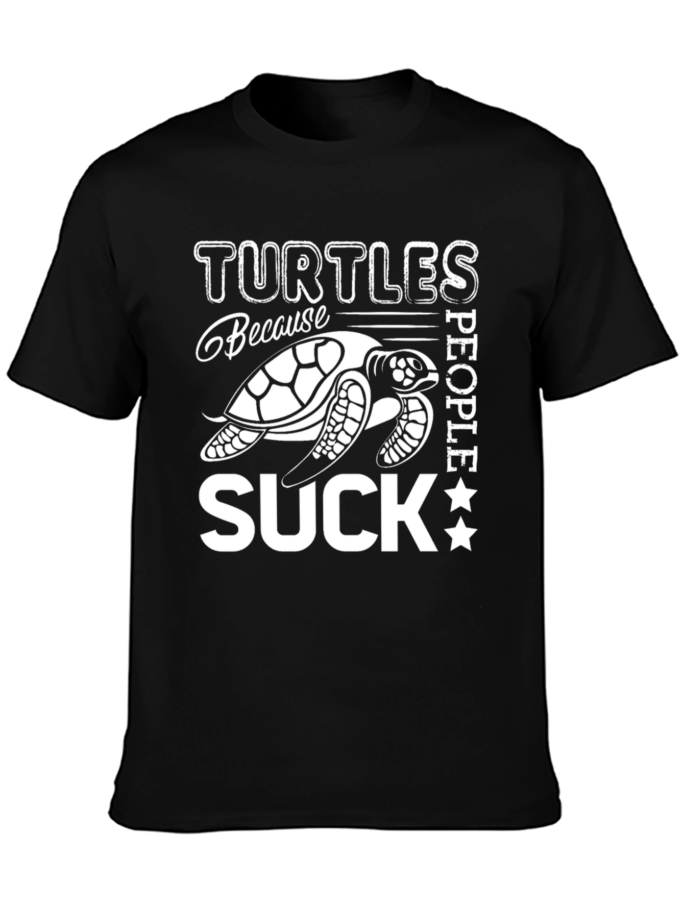 Black Turtles Because People Suck Graphic T-Shirt view 3
