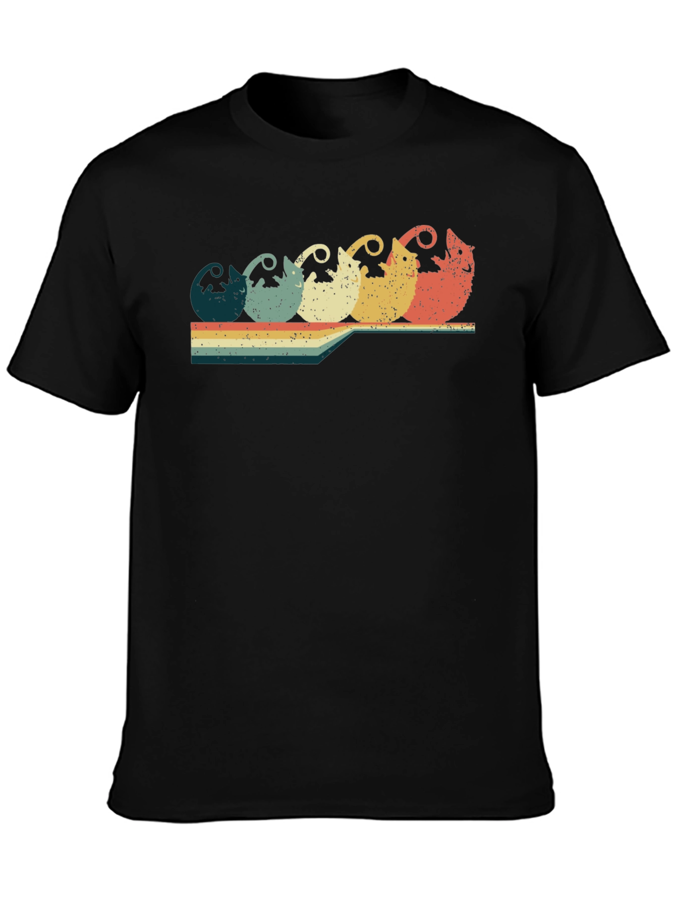 Black Retro Cat Lover T-Shirt - Vintage Style Graphic Tee view 3