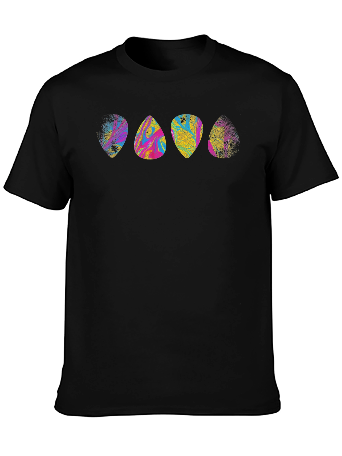 Black Abstract Guitar Pick T-Shirt view 3
