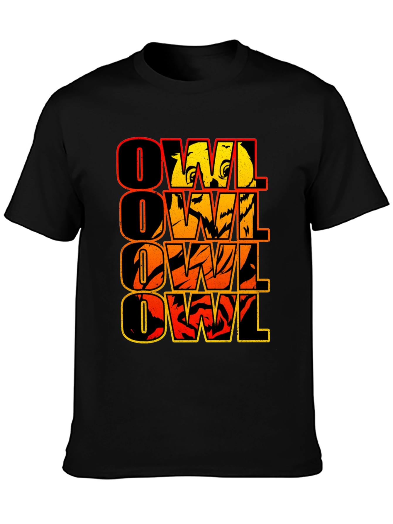 Black Owl Graphic Print Men's Black T-Shirt view 3