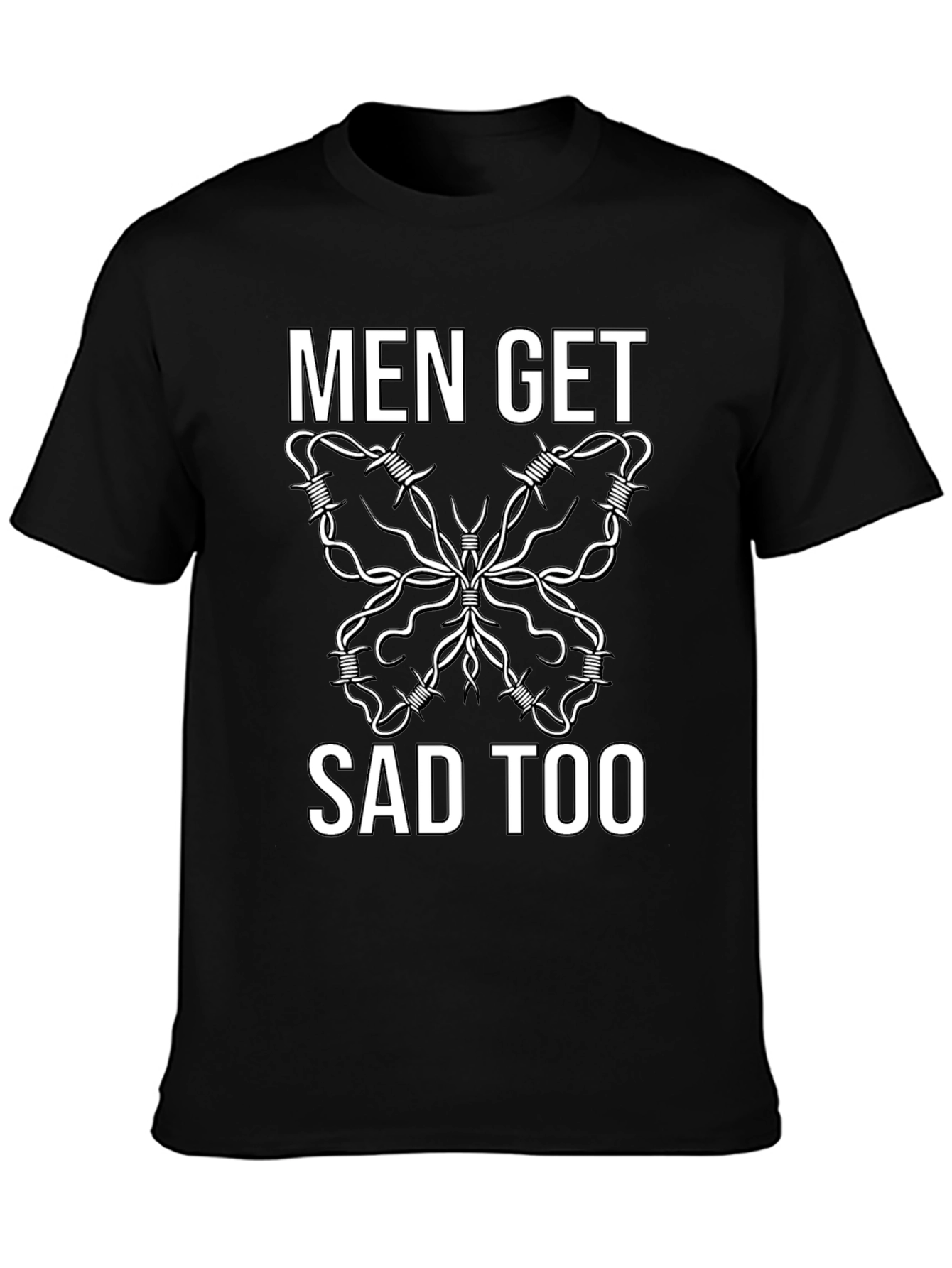 Black Men Get Sad Too Butterfly Barbed Wire Tee view 3
